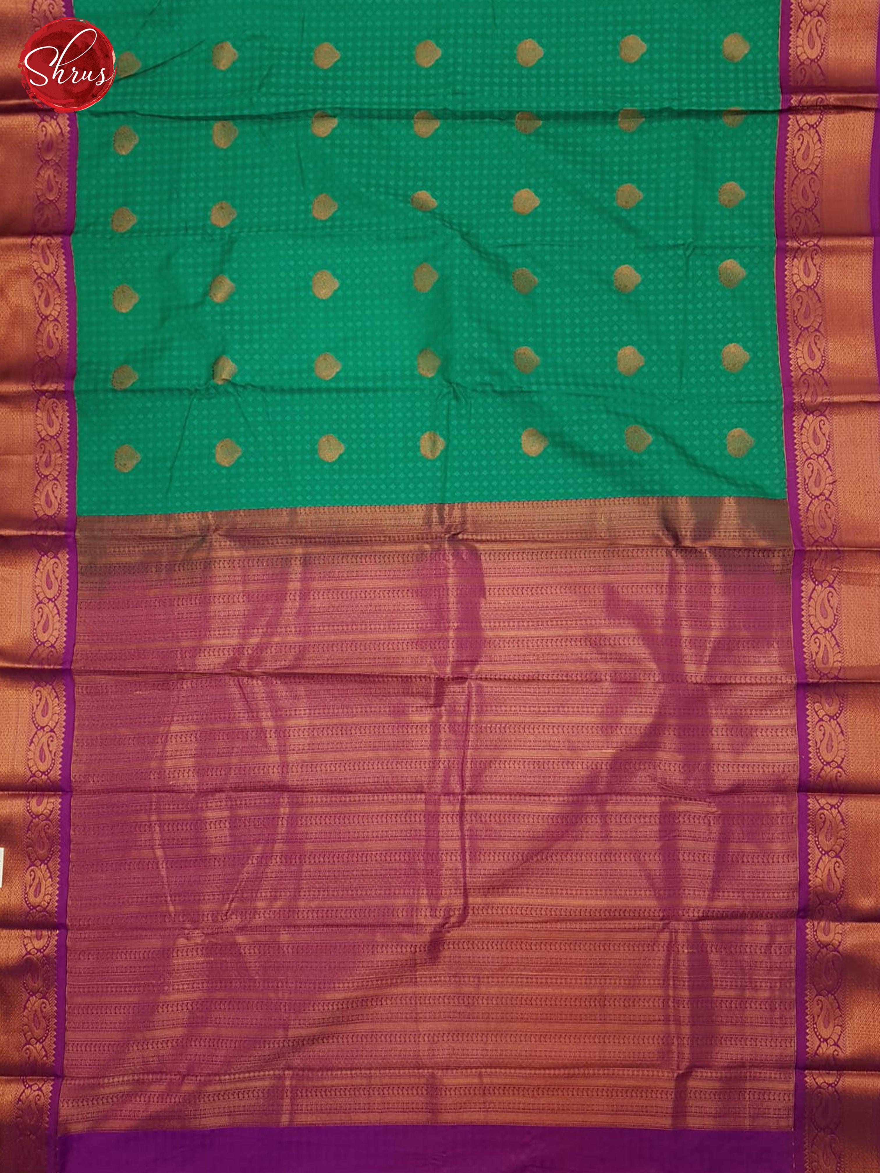 Green & Purple- Semi Kanchipuram Saree - Shop on ShrusEternity.com