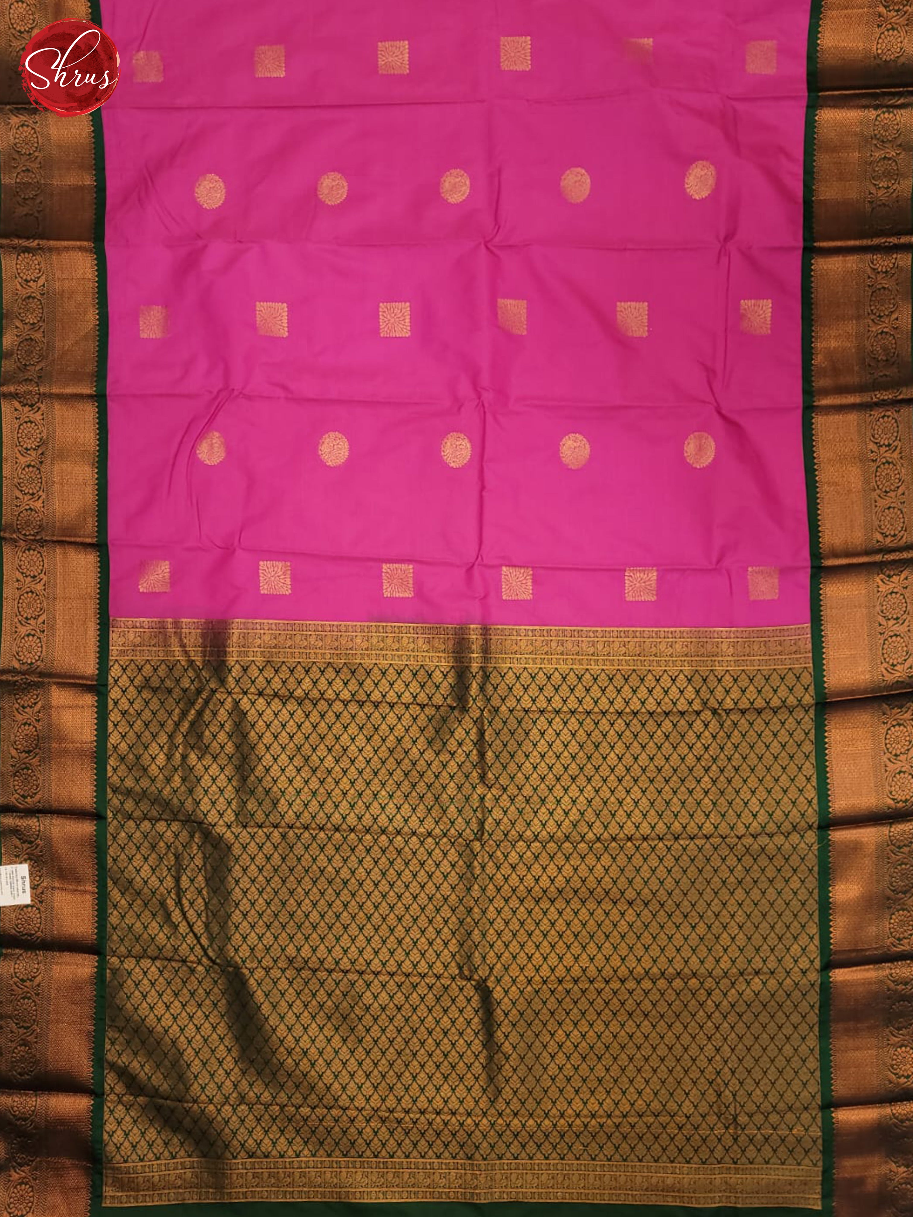 Pink & Green- Semi Kanchipuram Saree - Shop on ShrusEternity.com