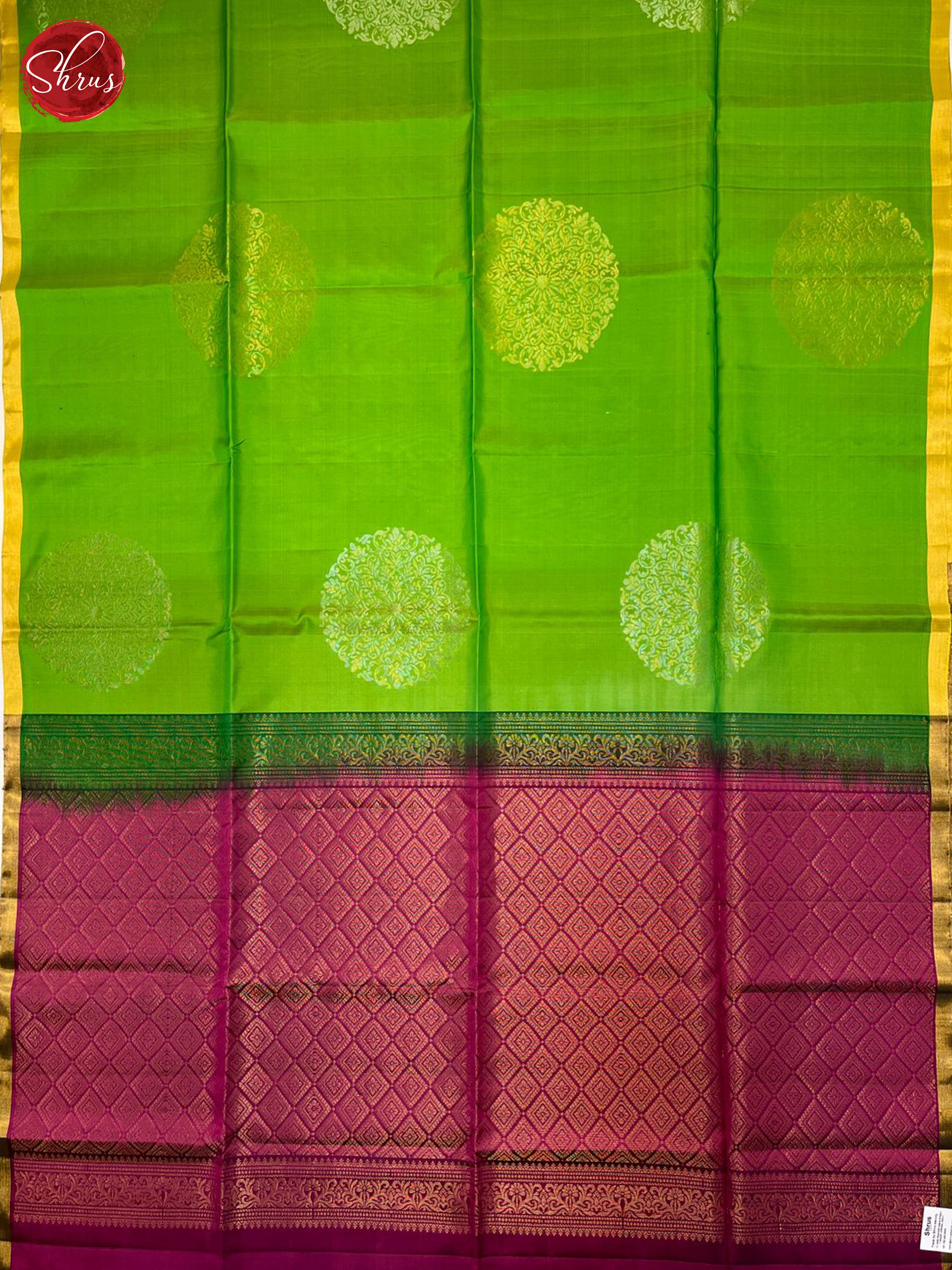 Green & Wine - Soft Silk Halfpure Saree - Shop on ShrusEternity.com
