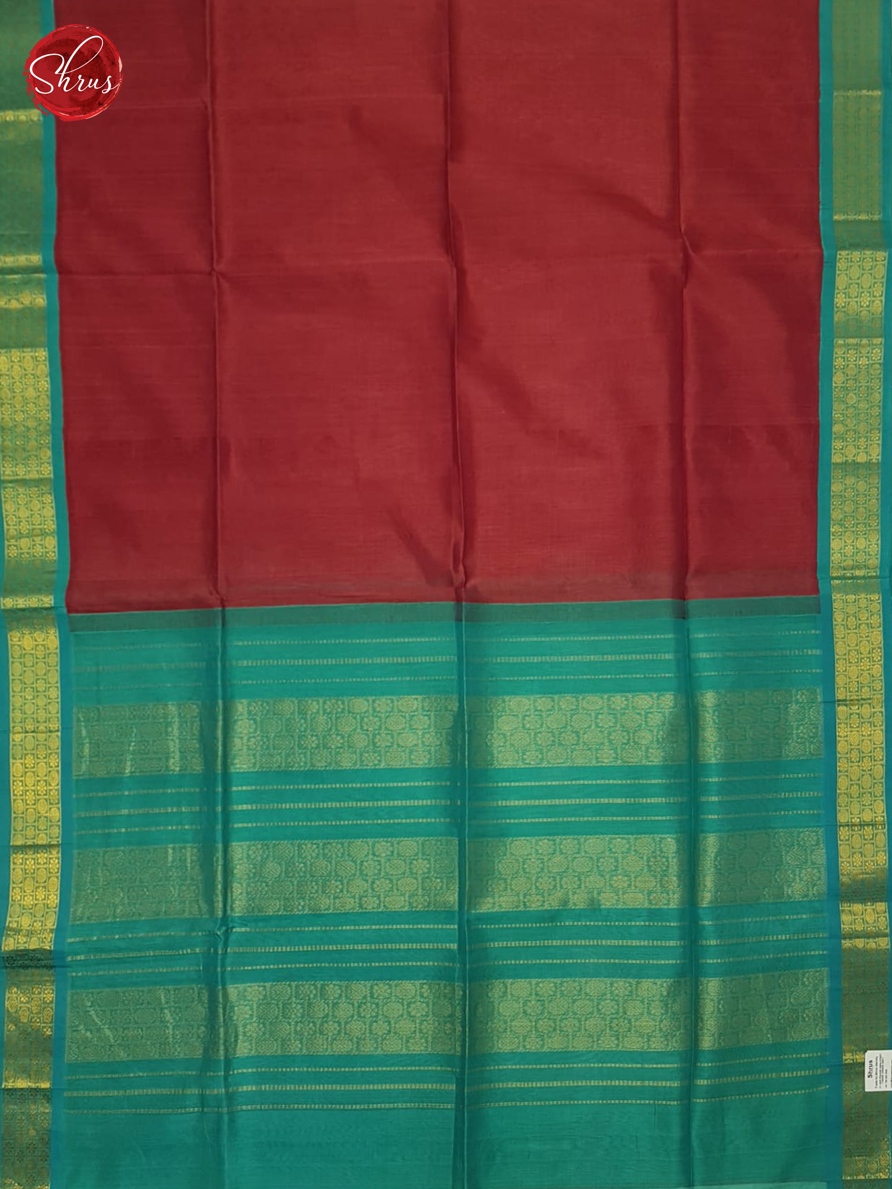 Brick Red And Blue- Silk Cotton Saeee - Shop on ShrusEternity.com