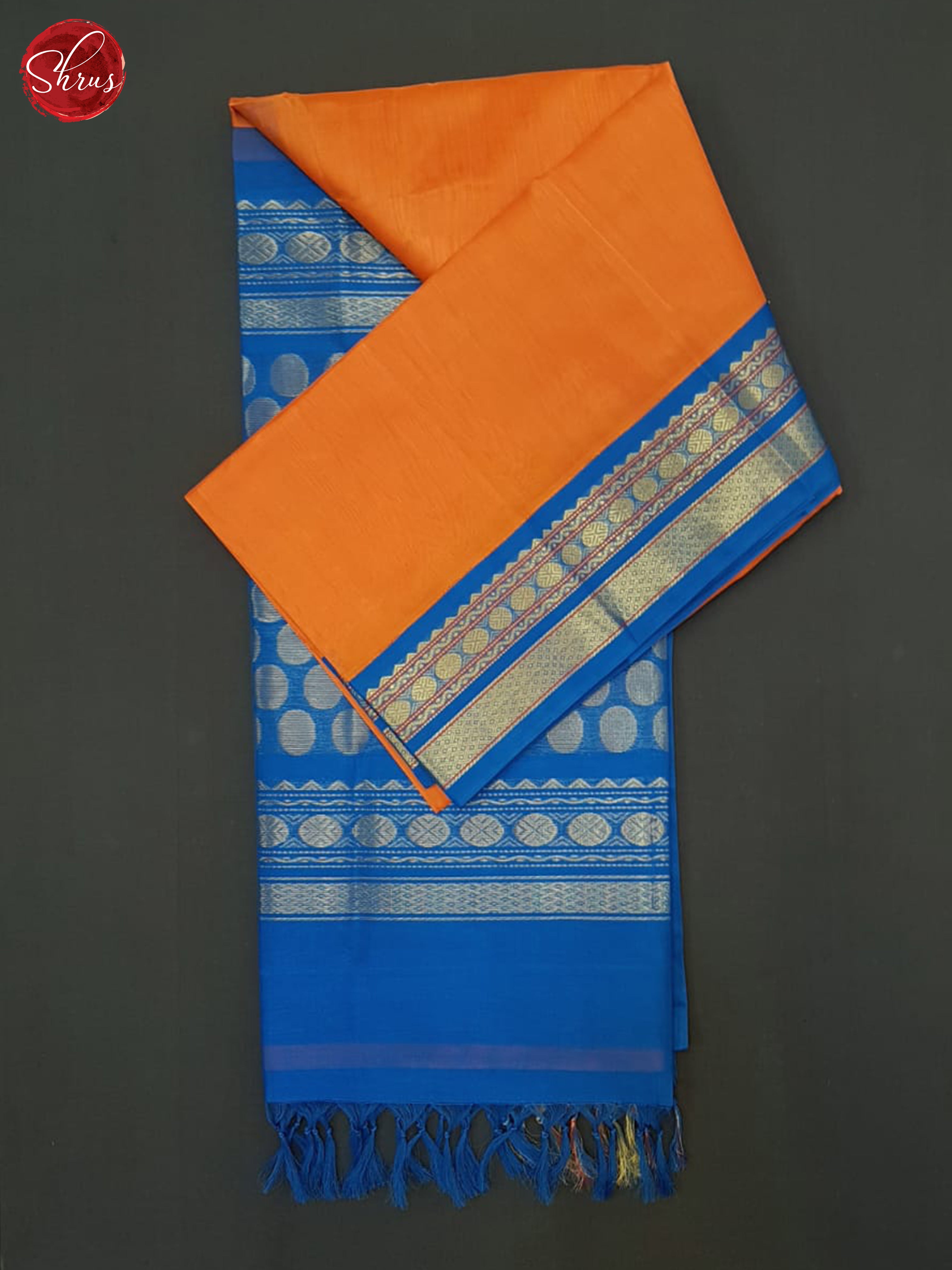Orange & Blue - Silk Cotton Saree - Shop on ShrusEternity.com