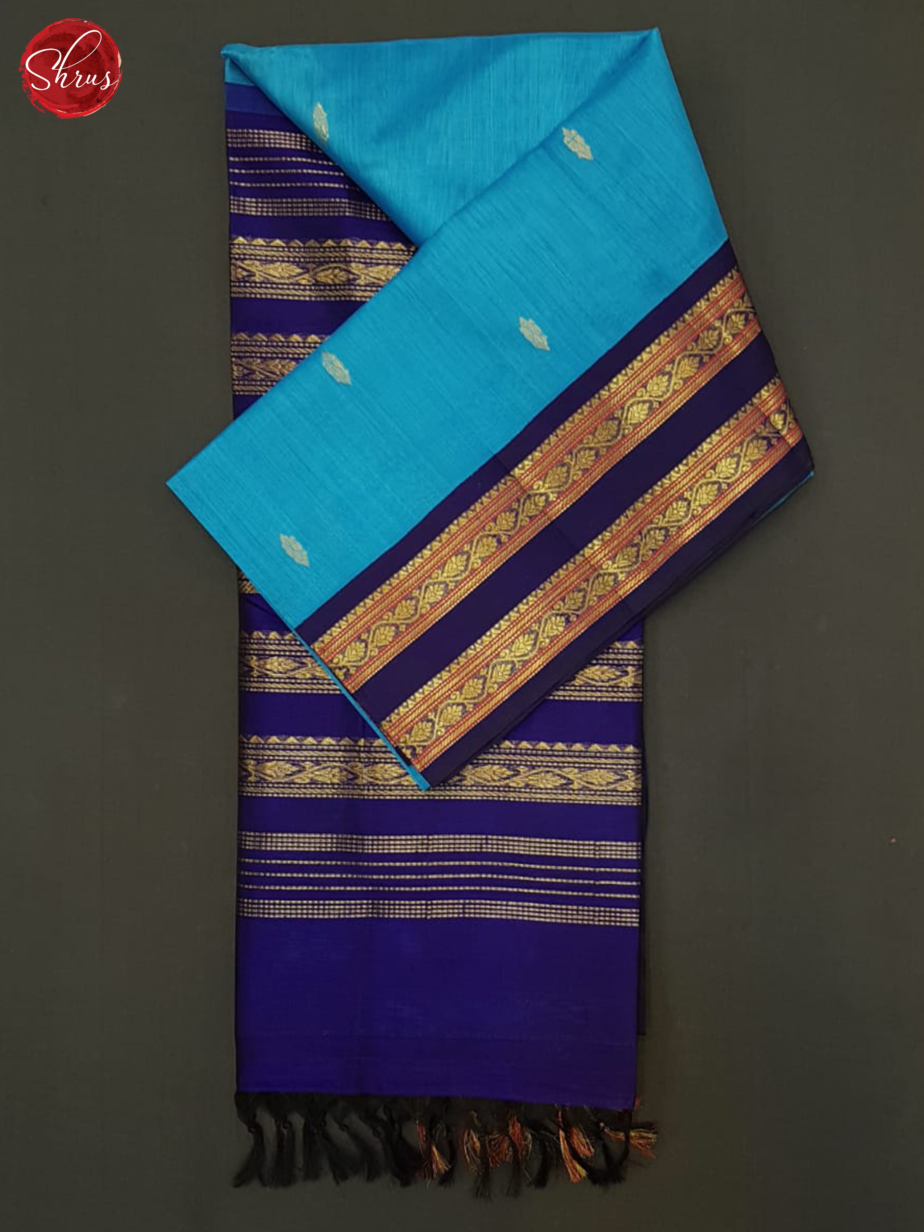 Teal & Blue - Silk Cotton Saree - Shop on ShrusEternity.com