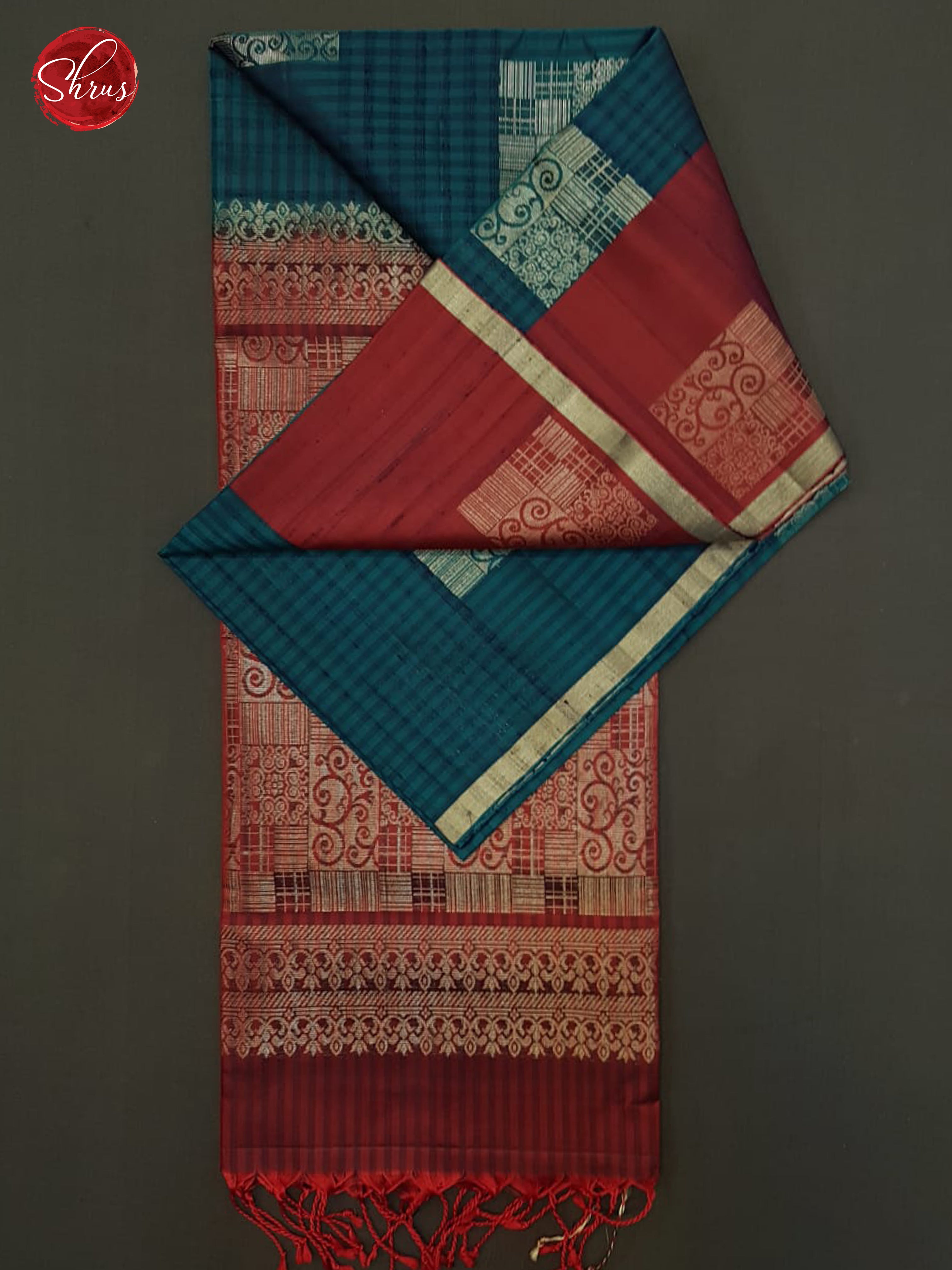 Blue & Maroon- Soft Silk Saree - Shop on ShrusEternity.com