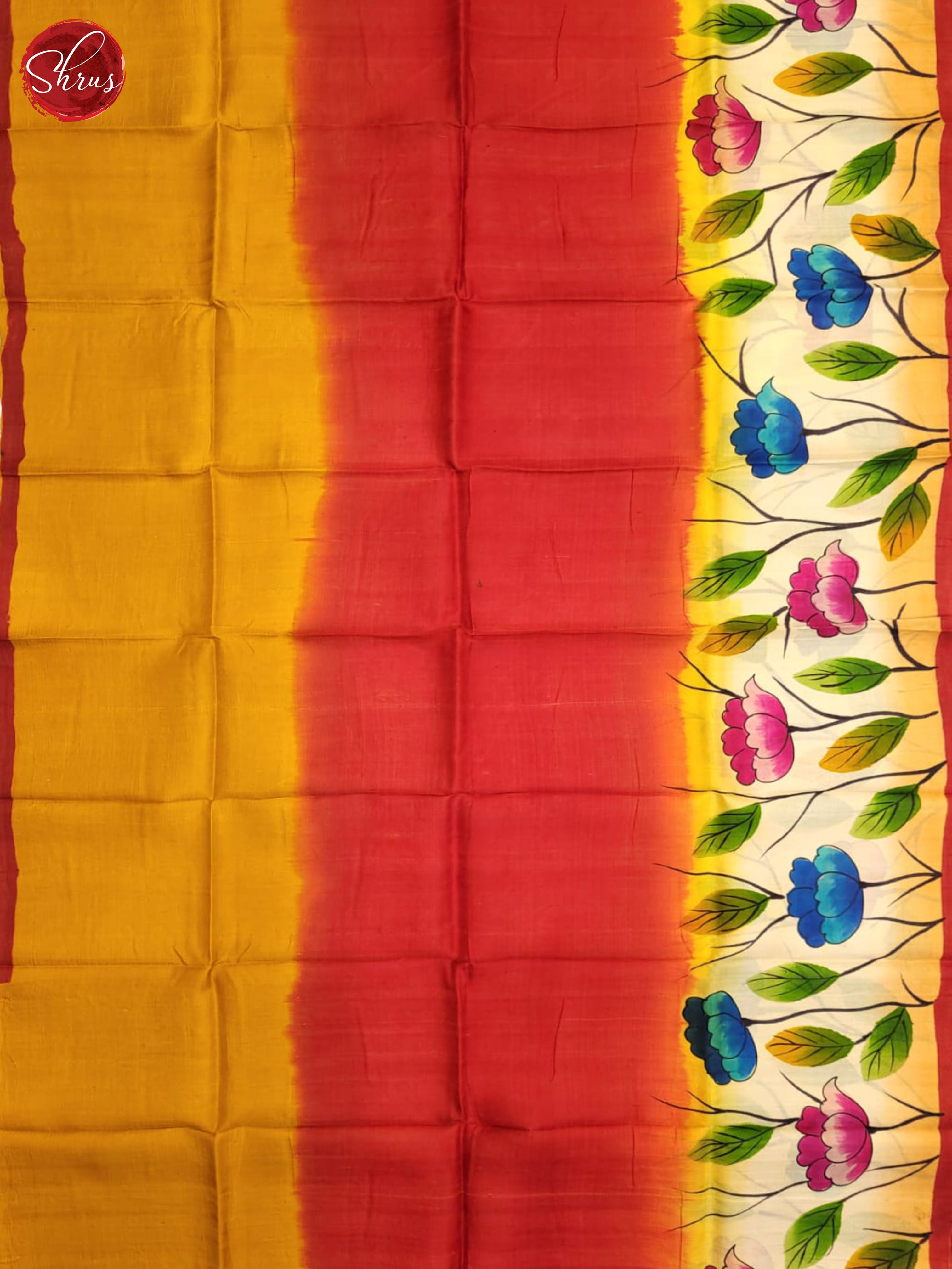 Red & Mustard - Murshidabad Silk Saree - Shop on ShrusEternity.com