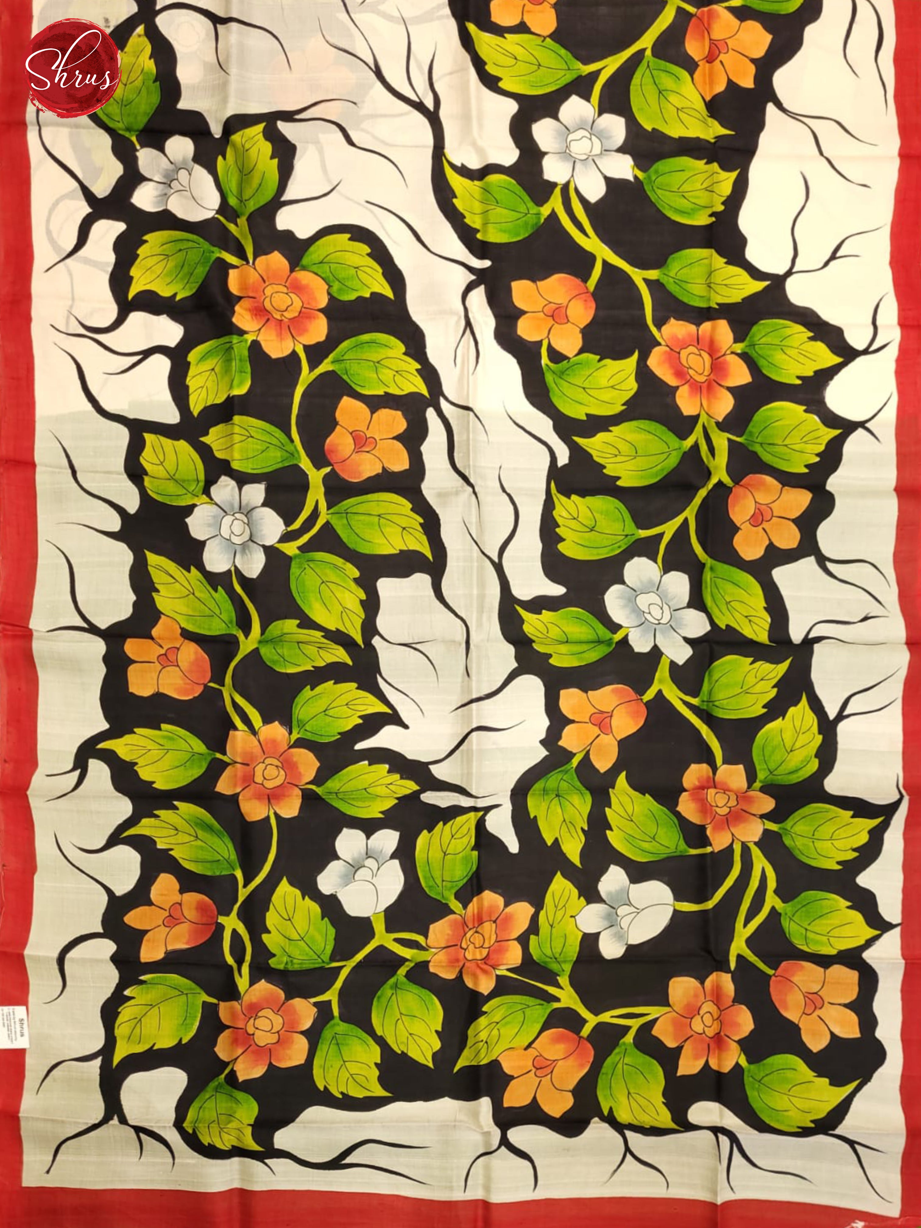 Cream & Green - Murshidabad Silk Saree - Shop on ShrusEternity.com