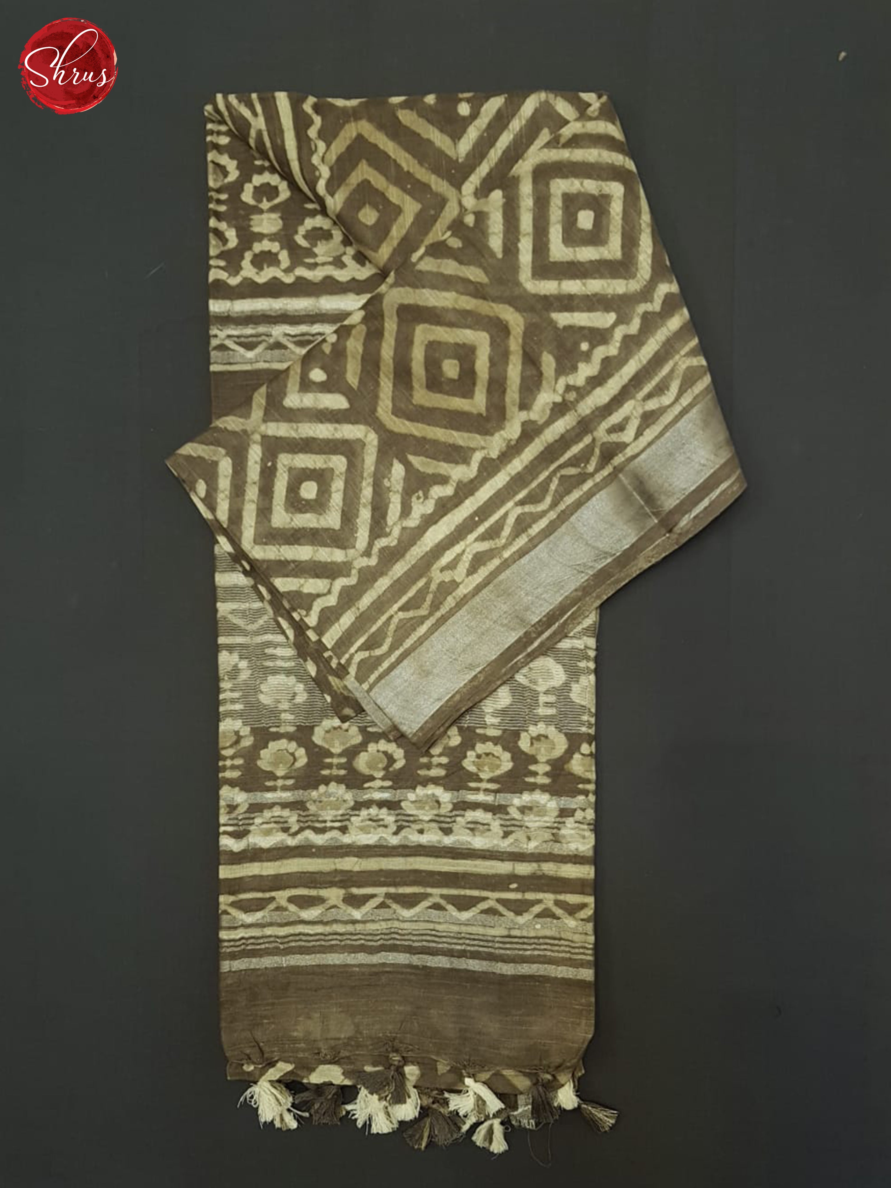 Greyish Brown(single tone)-Linen cotton saree - Shop on ShrusEternity.com
