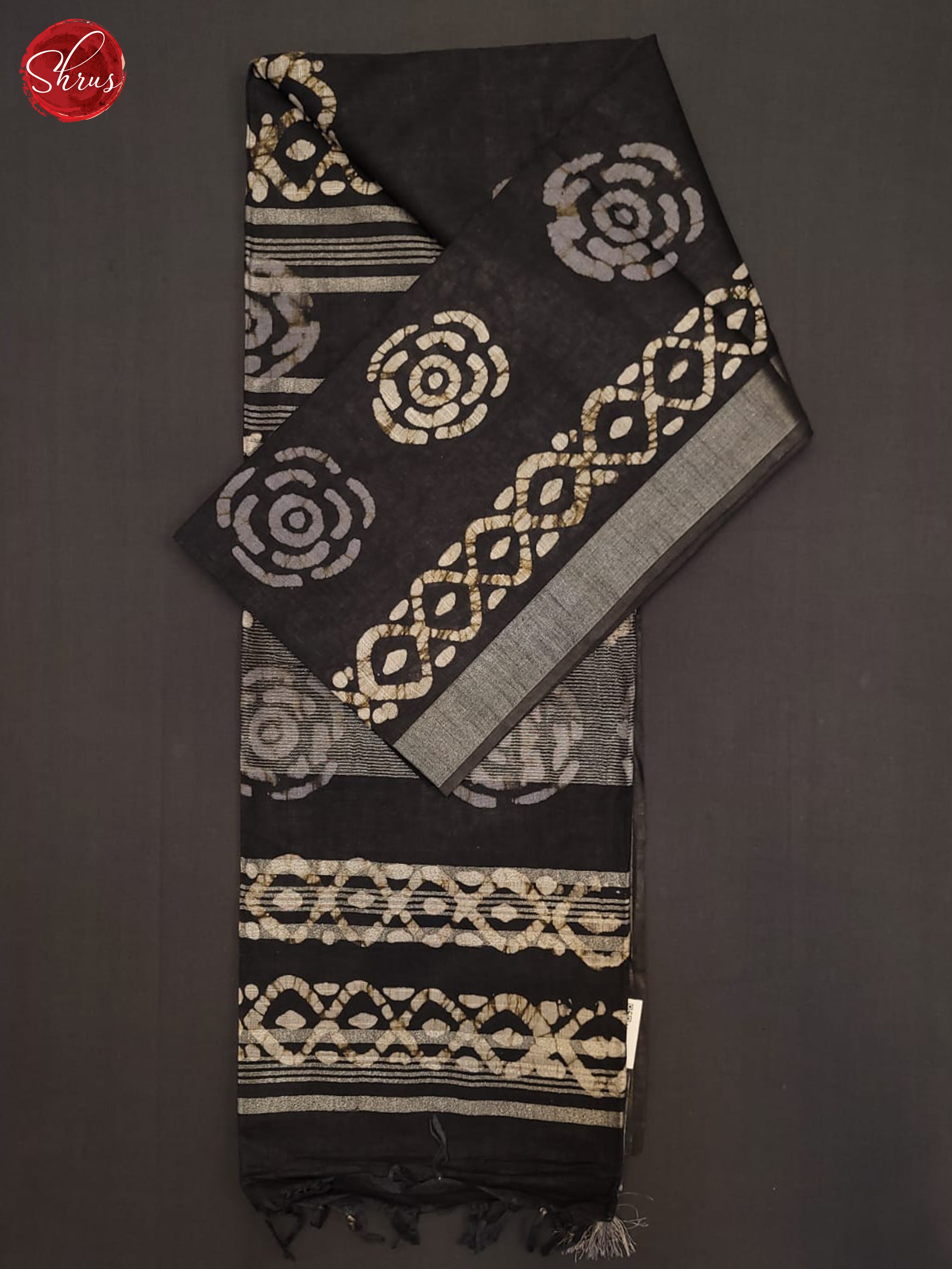 Black(Single Tone)- Linen Cotton Saree - Shop on ShrusEternity.com