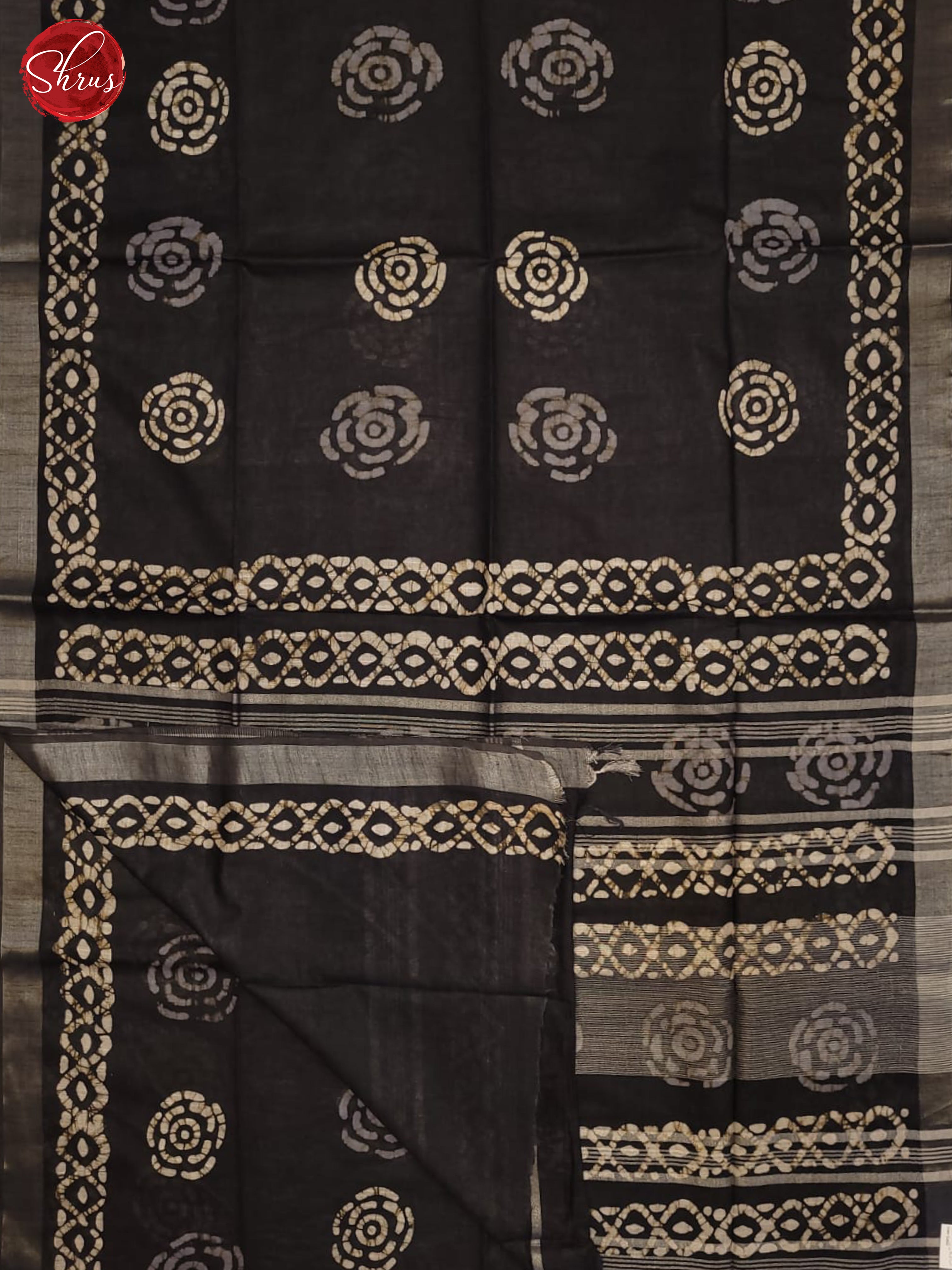 Black(Single Tone)- Linen Cotton Saree - Shop on ShrusEternity.com