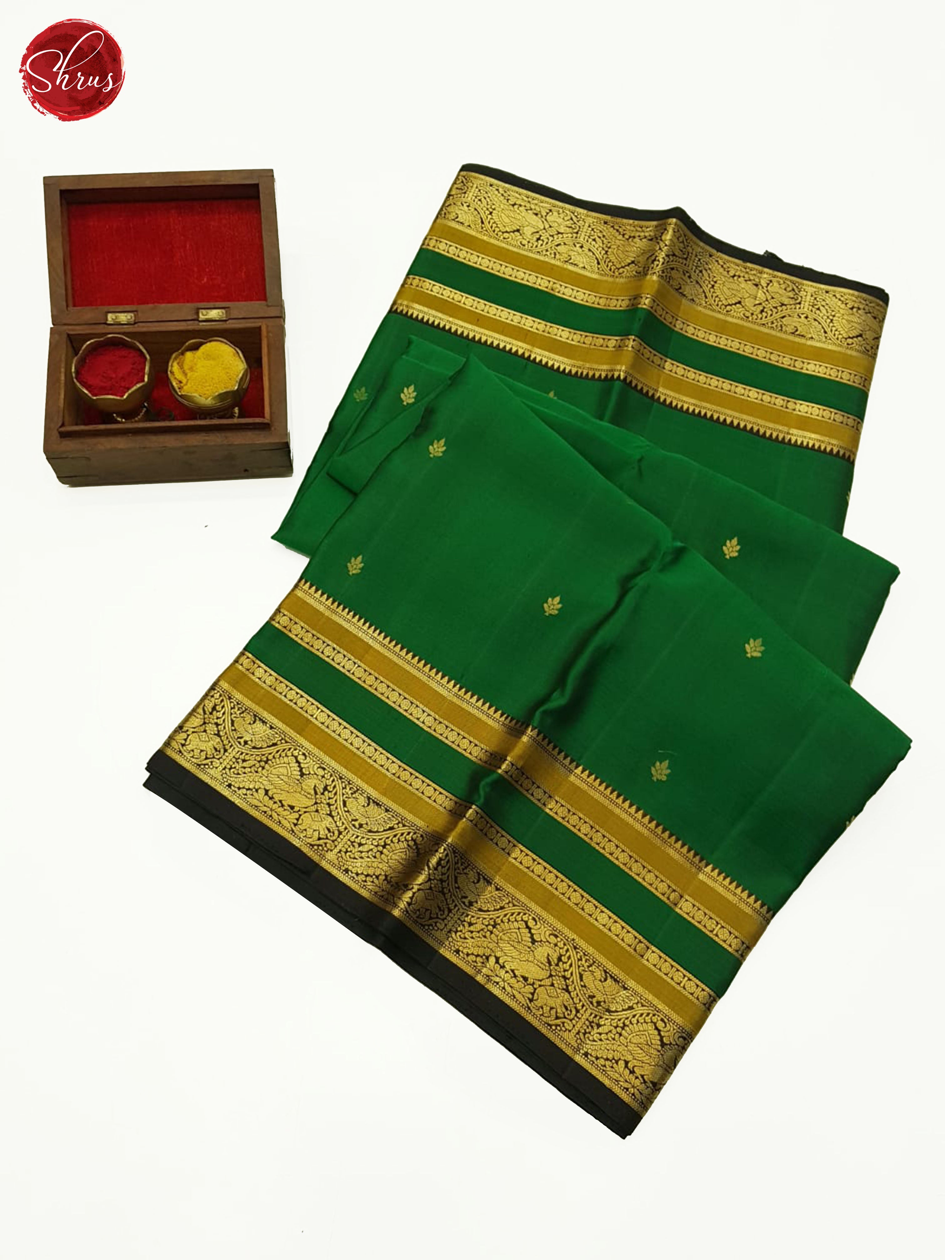 Green & Black - Soft Silk Saree - Shop on ShrusEternity.com