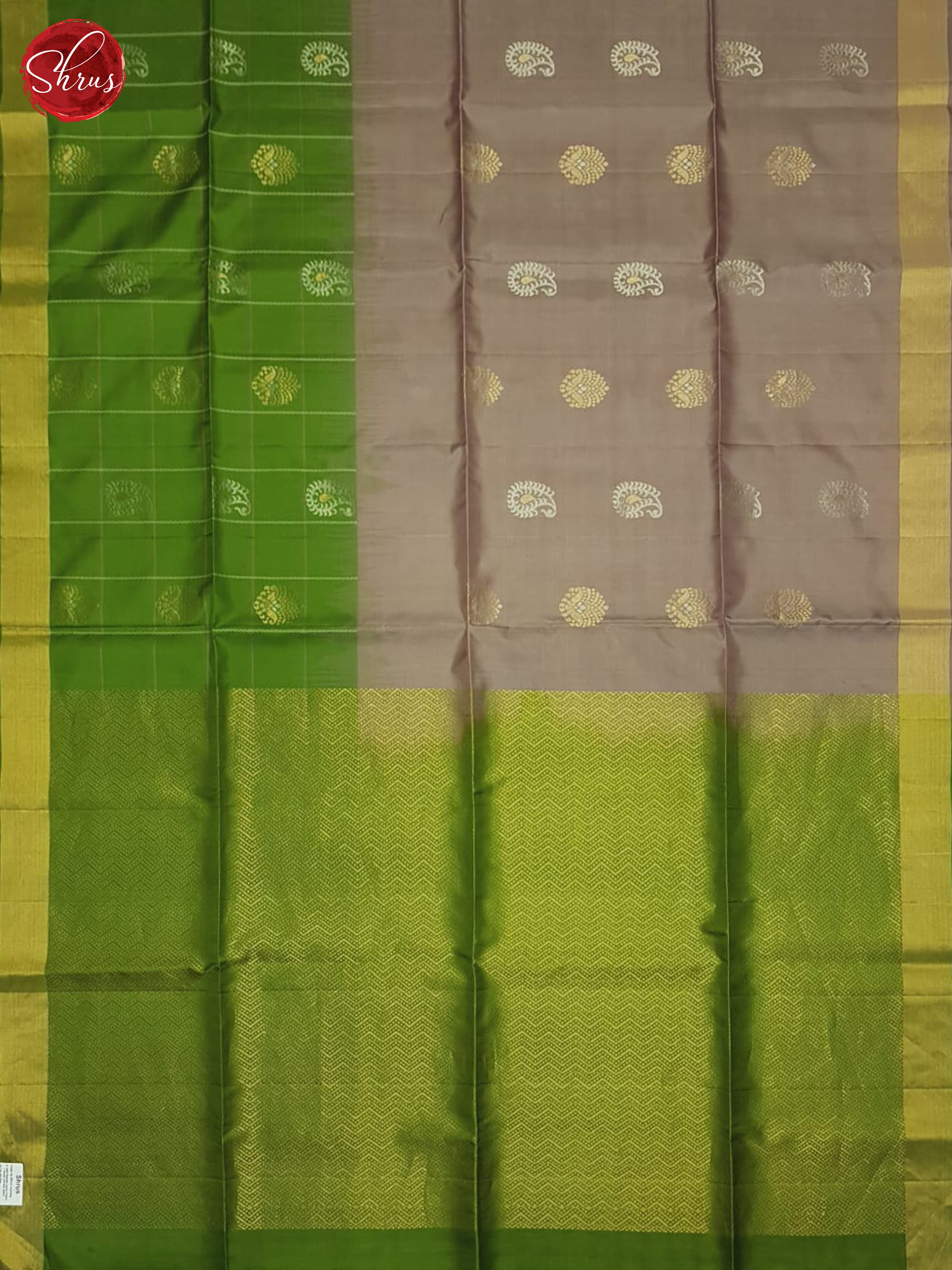 Grey & Green - Soft Silk Saree - Shop on ShrusEternity.com