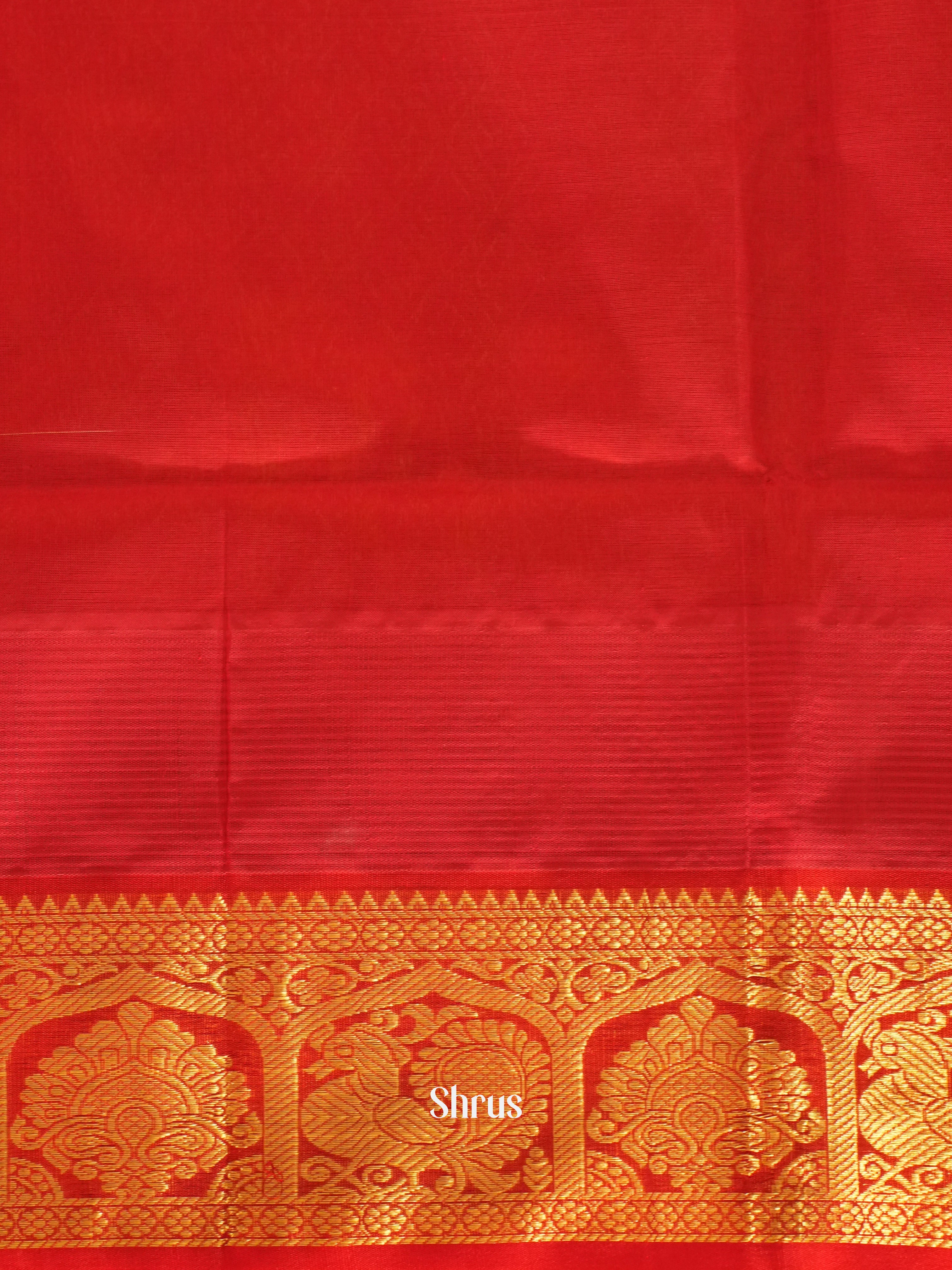 Yellow and Red-Silk Cotton saree - Shop on ShrusEternity.com