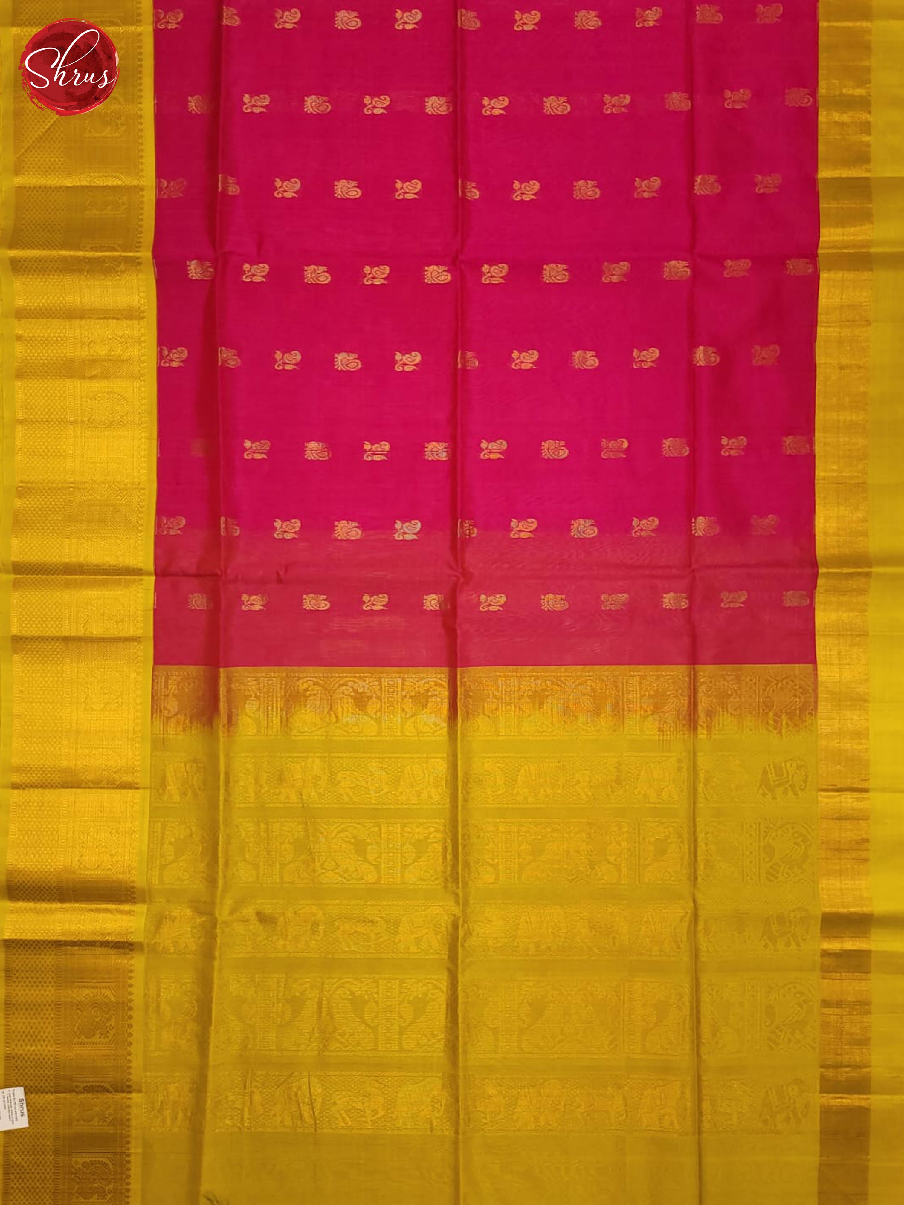 Pink and Green- Silk Cotton saree - Shop on ShrusEternity.com