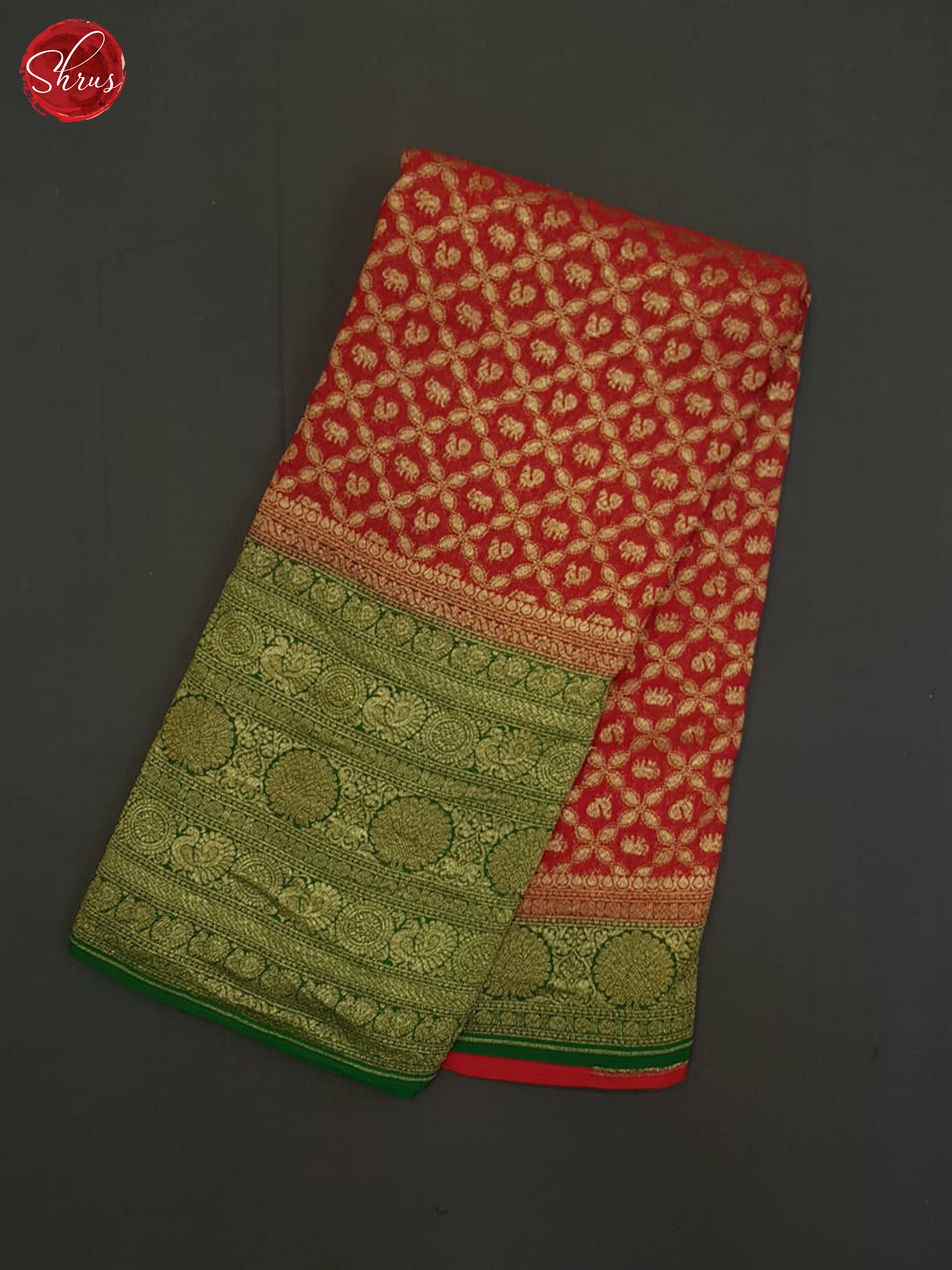 Red And green-Georgette Silk Saree - Shop on ShrusEternity.com