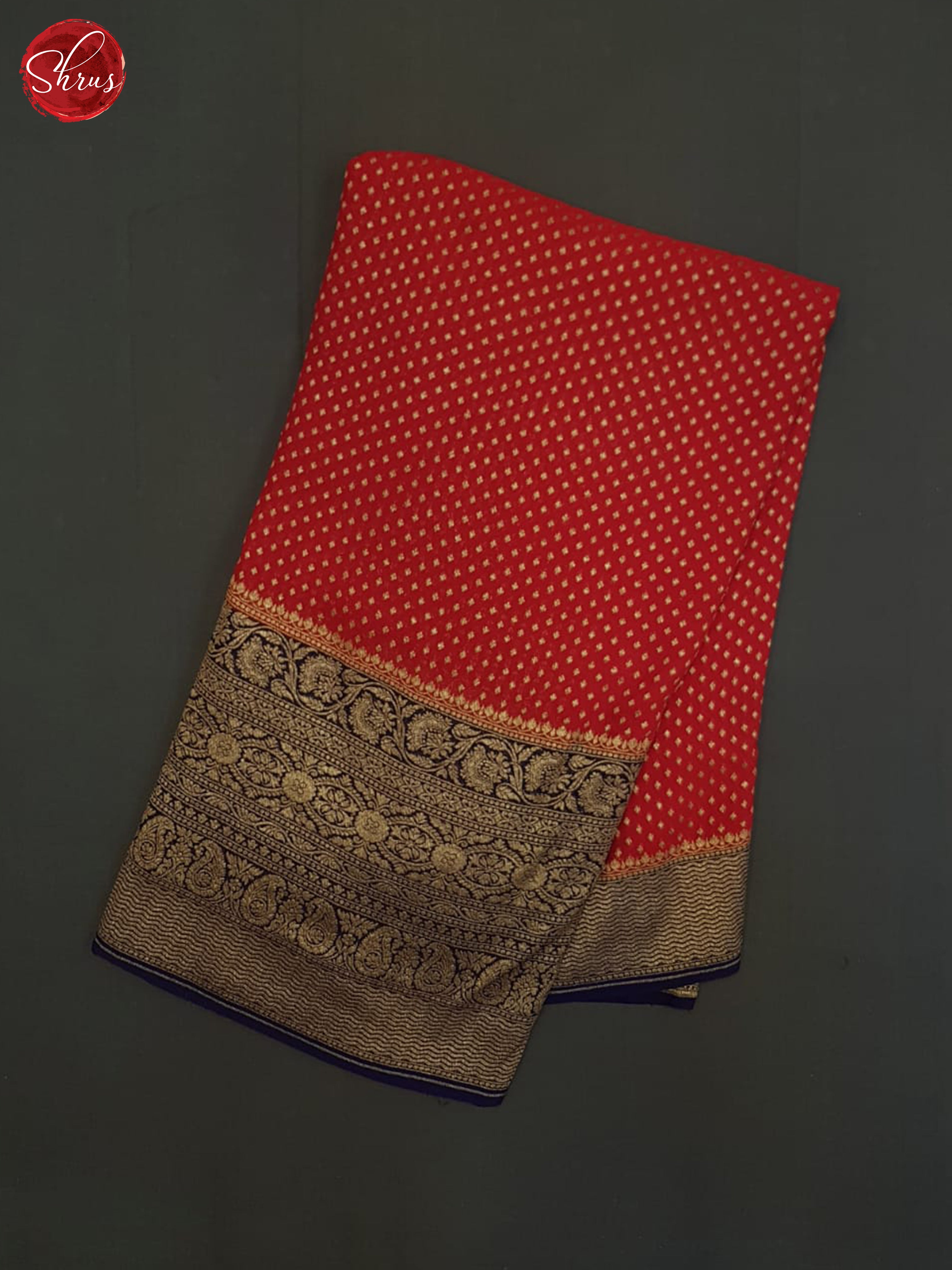 Red And Blue-Georgette Silk Saree - Shop on ShrusEternity.com