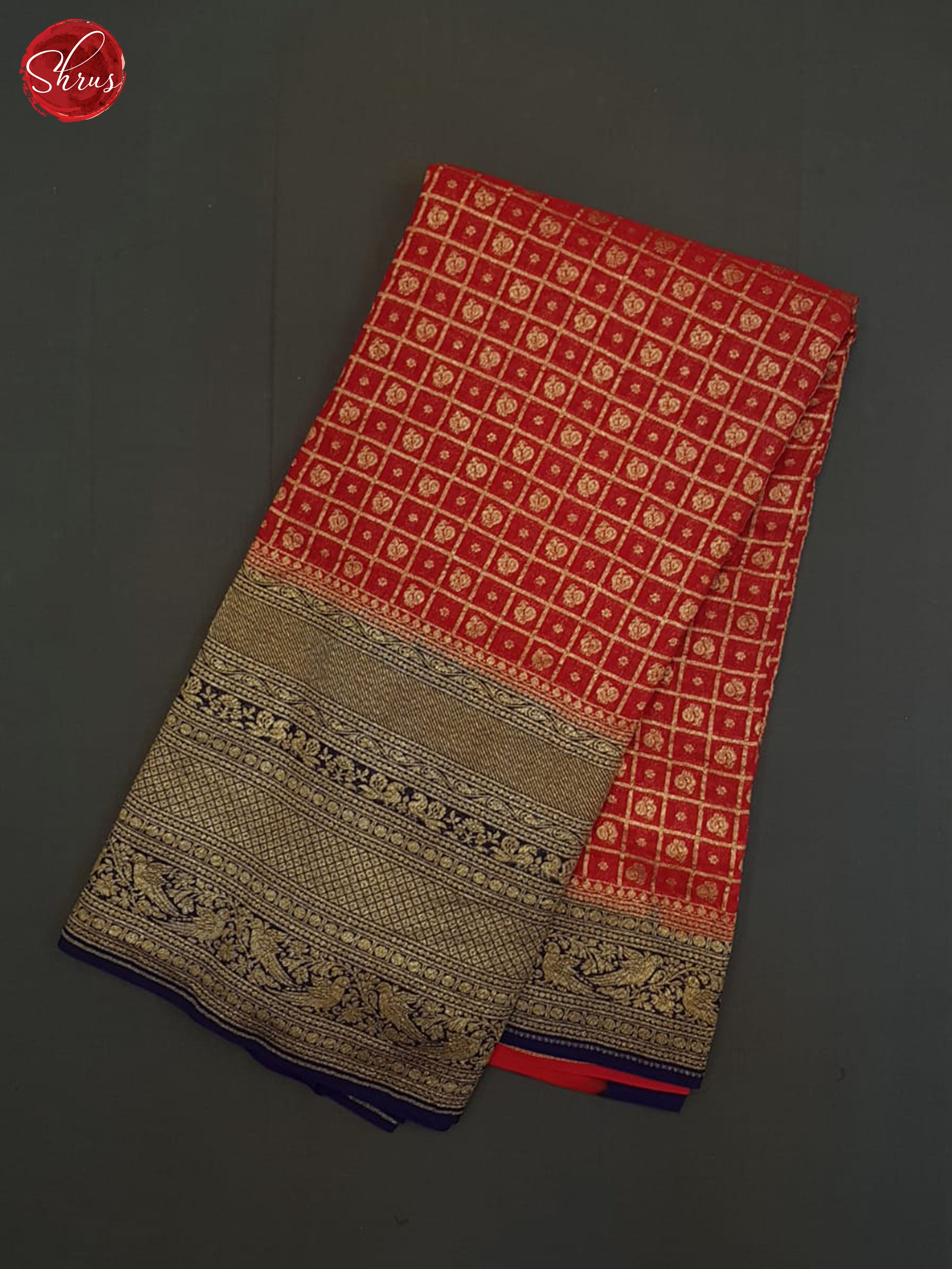 Red And Blue-Georgette Silk Saree - Shop on ShrusEternity.com