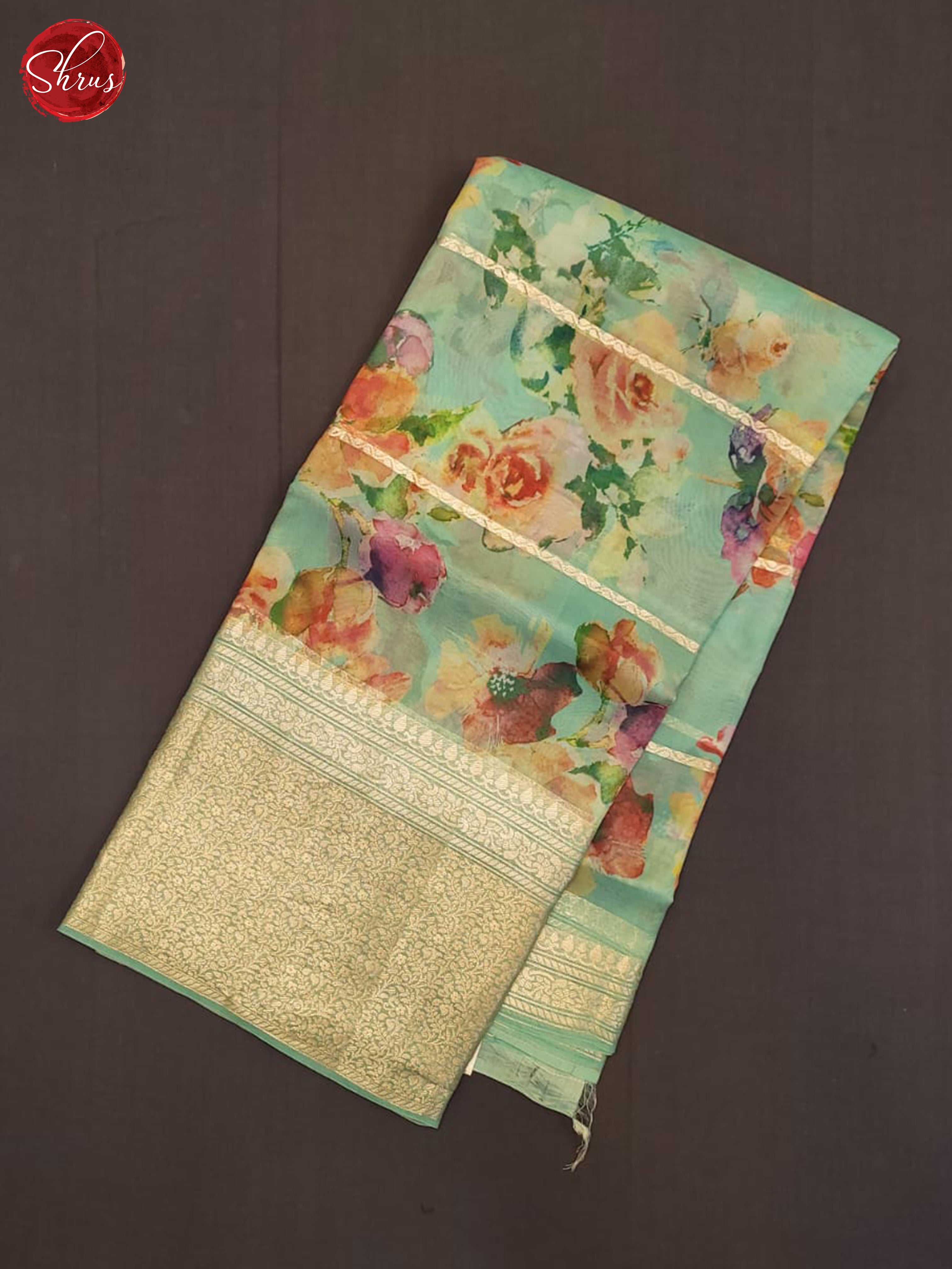 Teal Blue(single tone)-Organza Saree - Shop on ShrusEternity.com