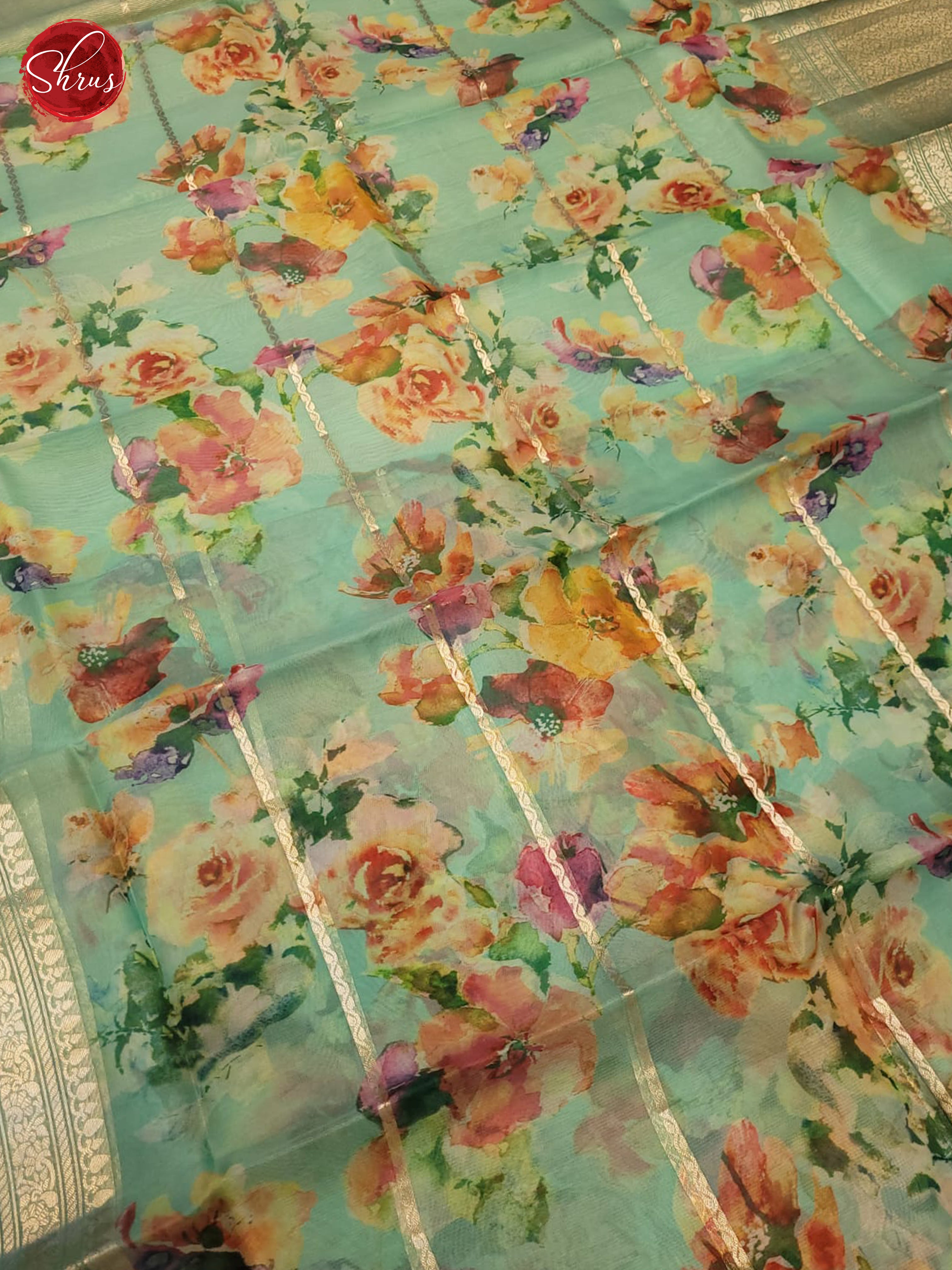 Teal Blue(single tone)-Organza Saree - Shop on ShrusEternity.com