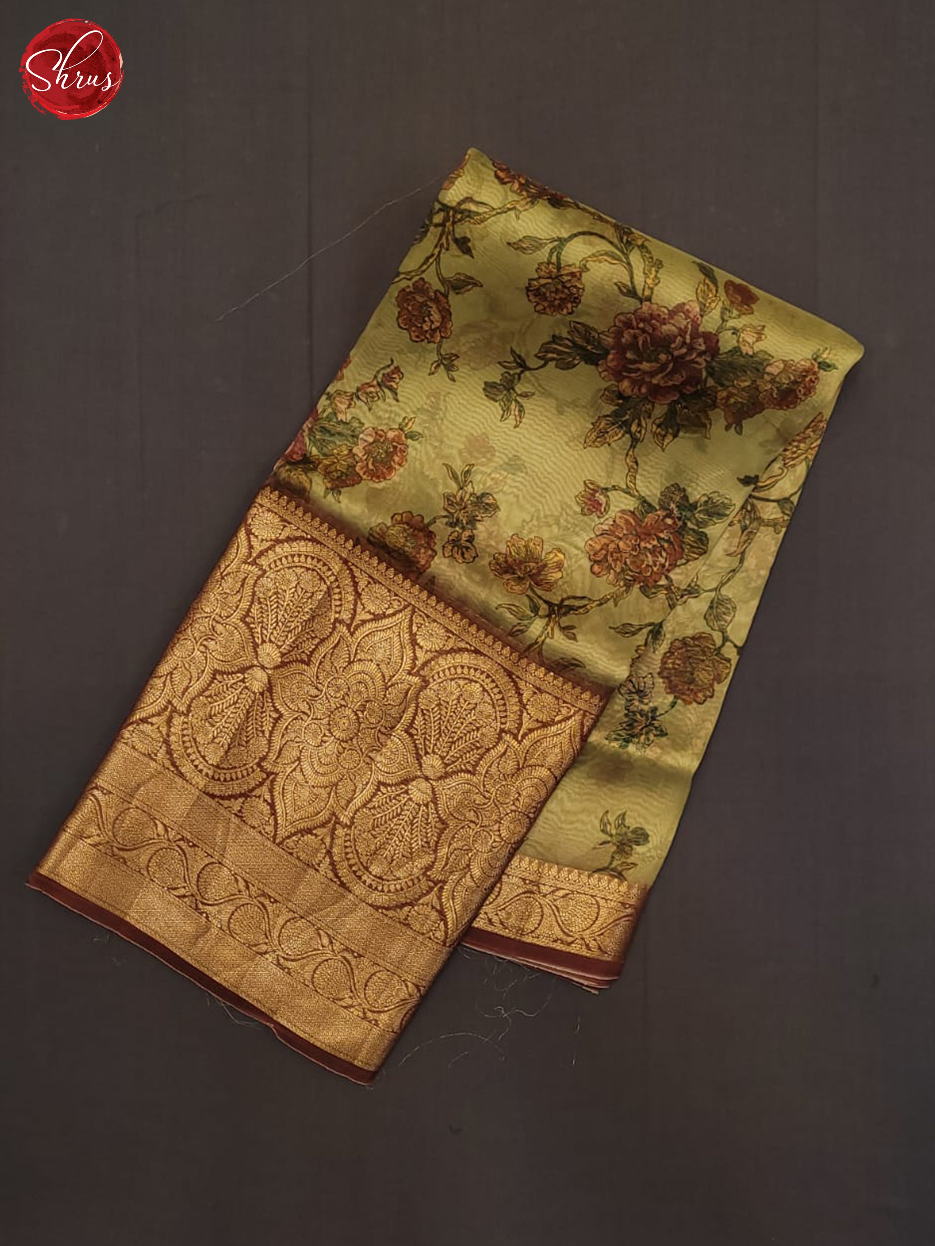 Green and Brown-Organza saree - Shop on ShrusEternity.com