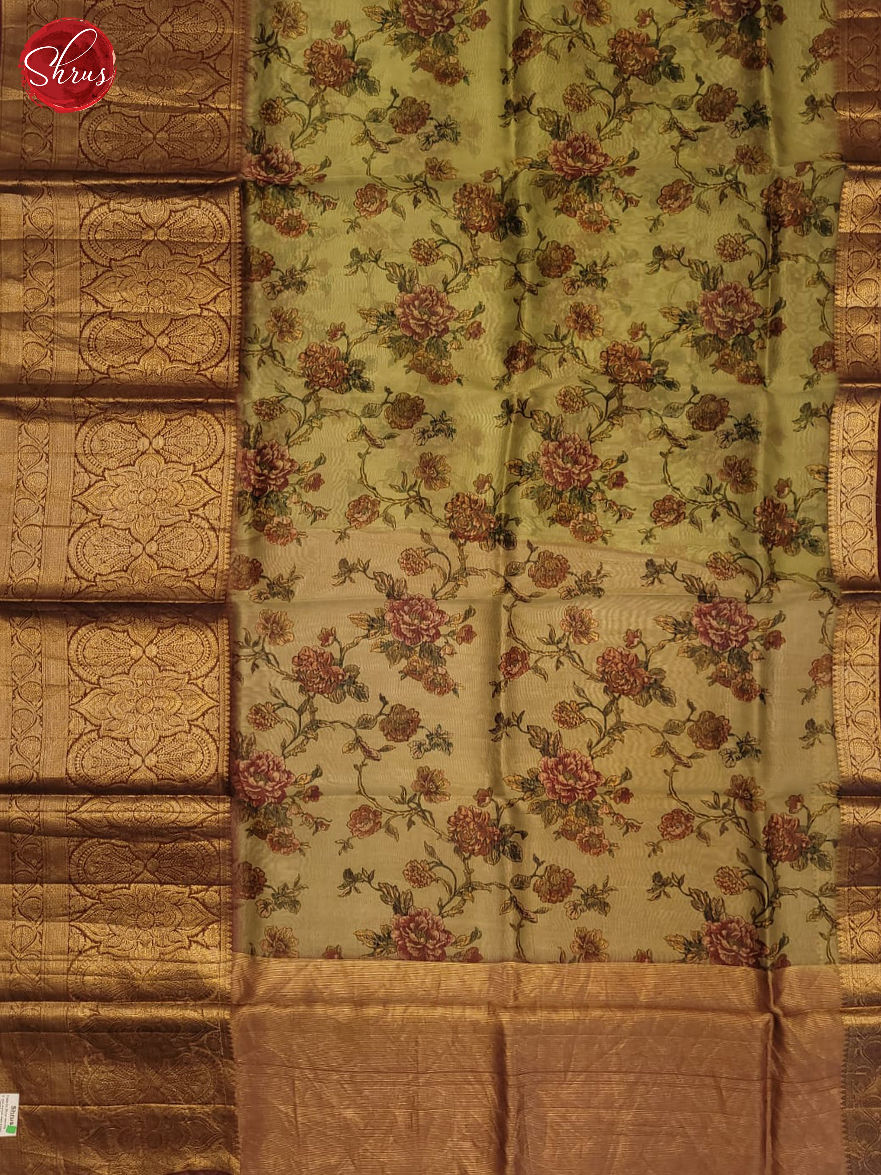 Green and Brown-Organza saree - Shop on ShrusEternity.com