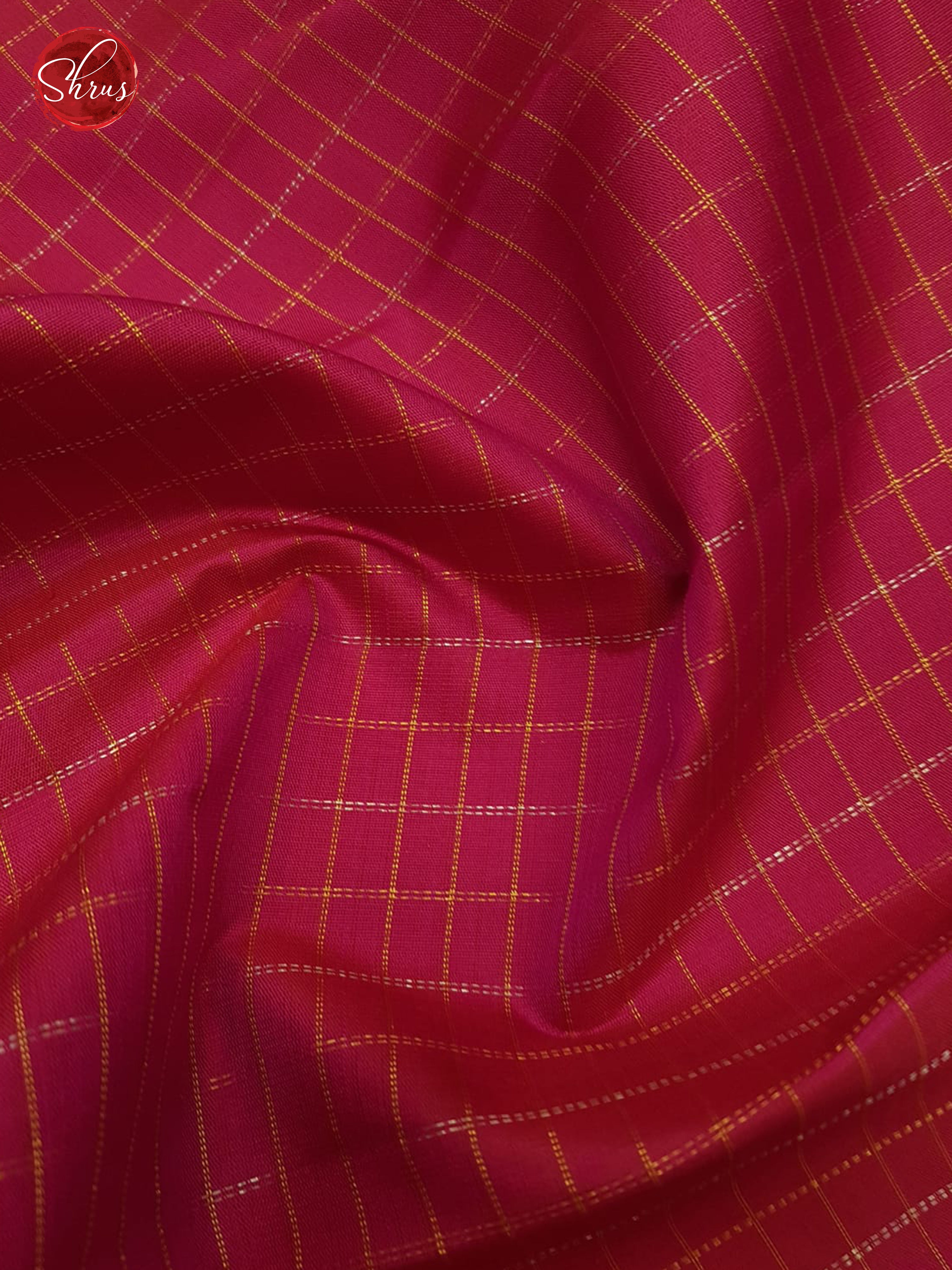 Pink and Red Bridal Kanchipuram Silk Saree Adorned With Zari Woven Checks-4