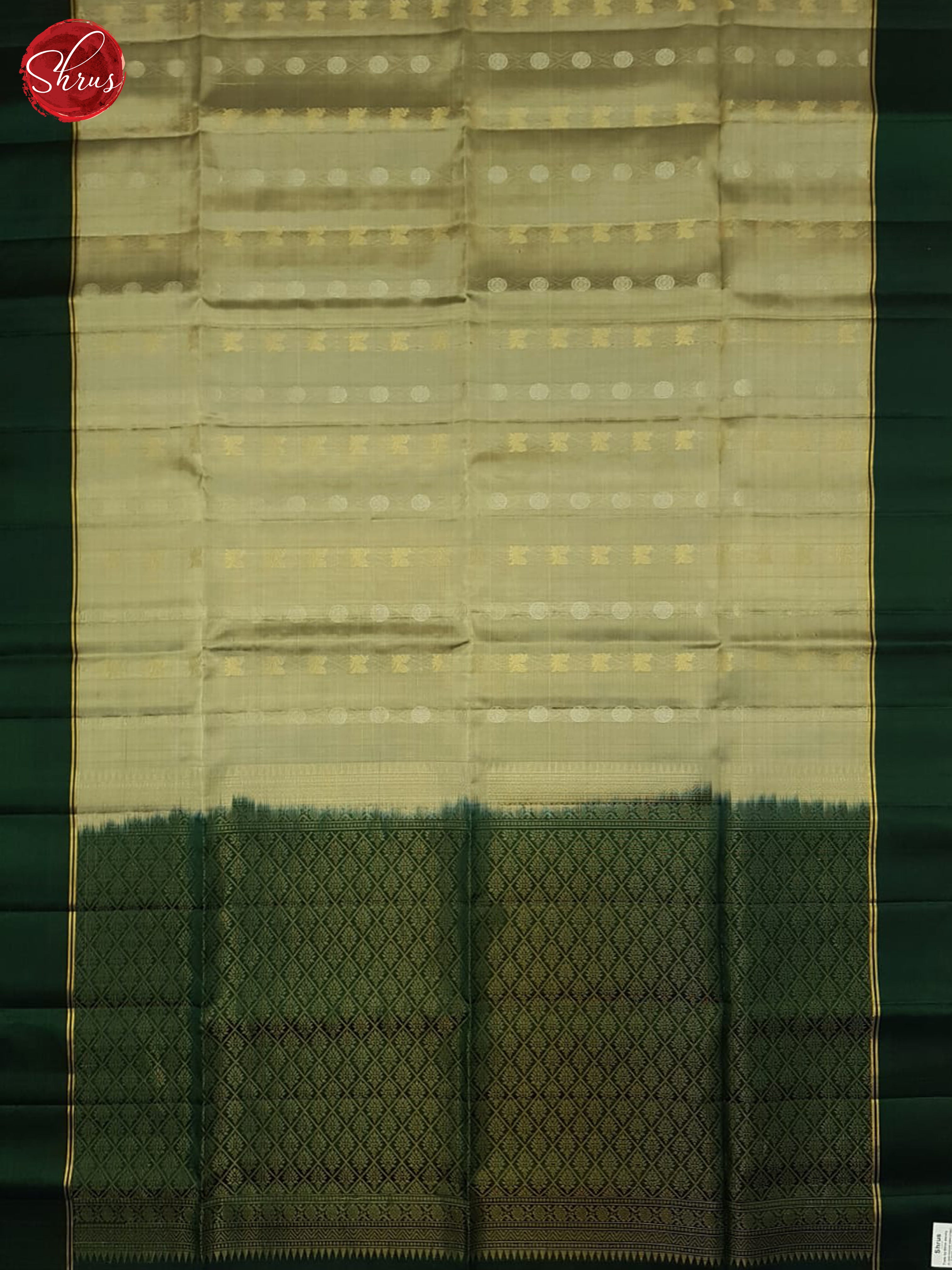 Grey & Green- Soft Silk Halfpure Saree - Shop on ShrusEternity.com