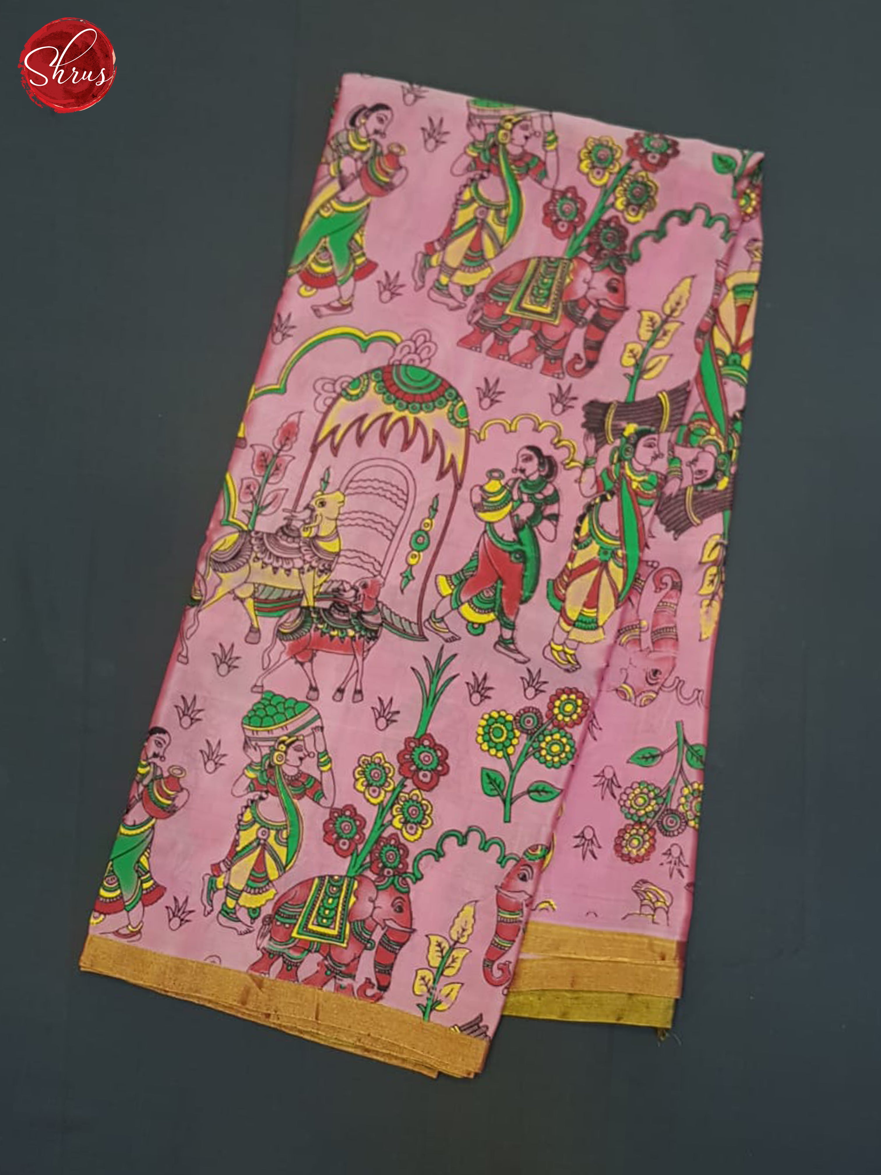Pink & Black - Soft Silk Halfpure Saree - Shop on ShrusEternity.com