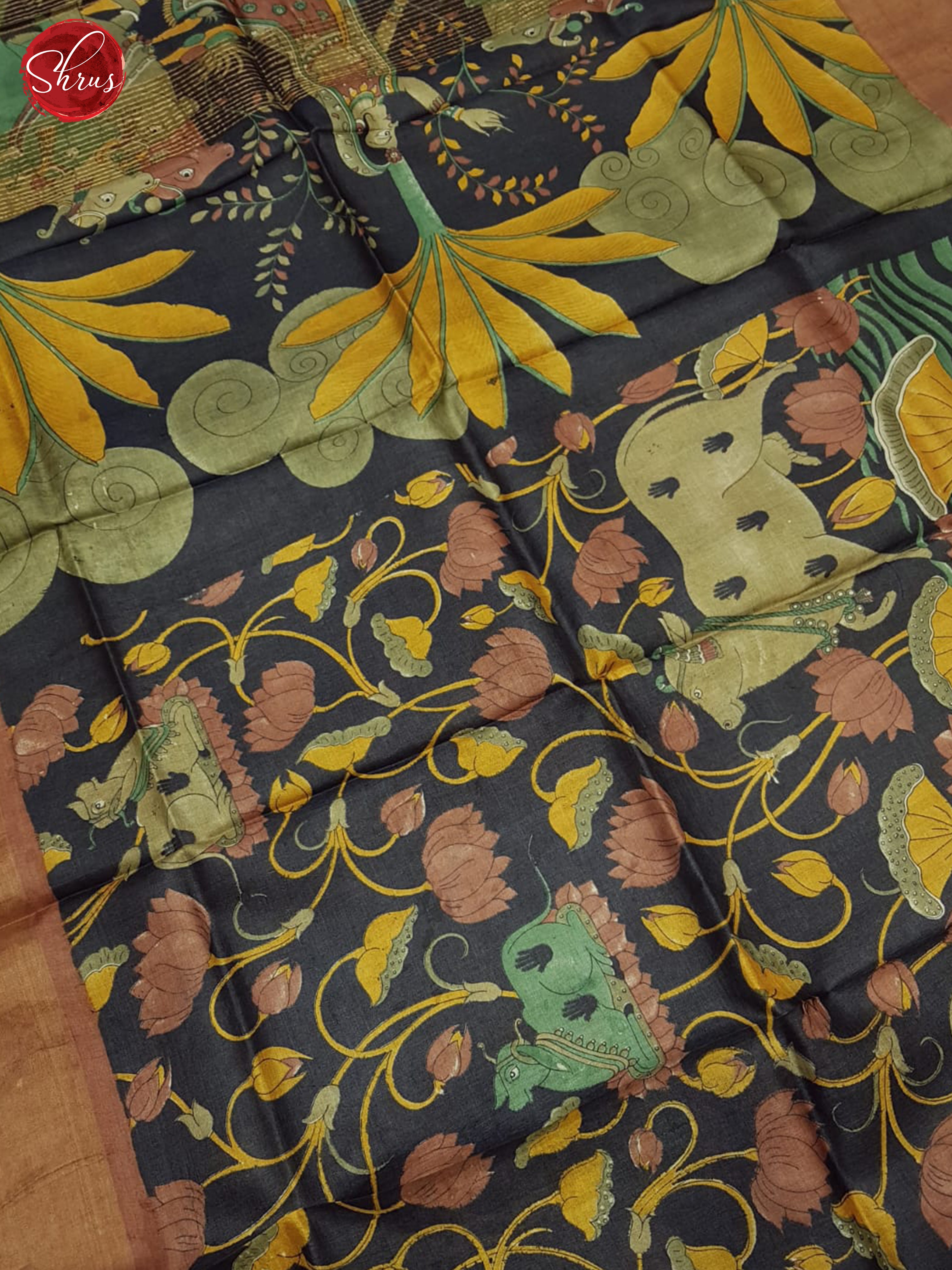 Black & Brown - Tussar Saree - Shop on ShrusEternity.com