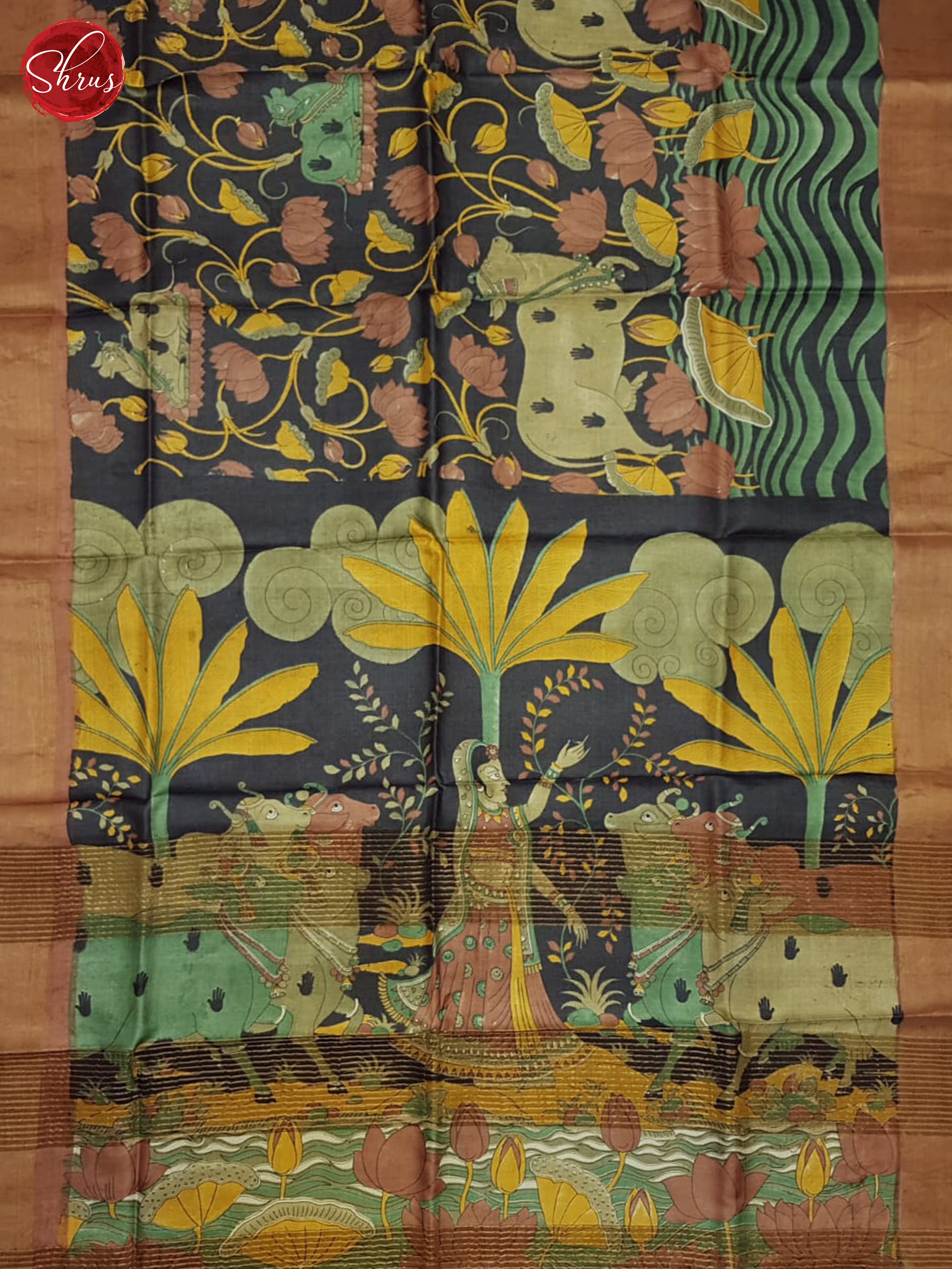 Black & Brown - Tussar Saree - Shop on ShrusEternity.com