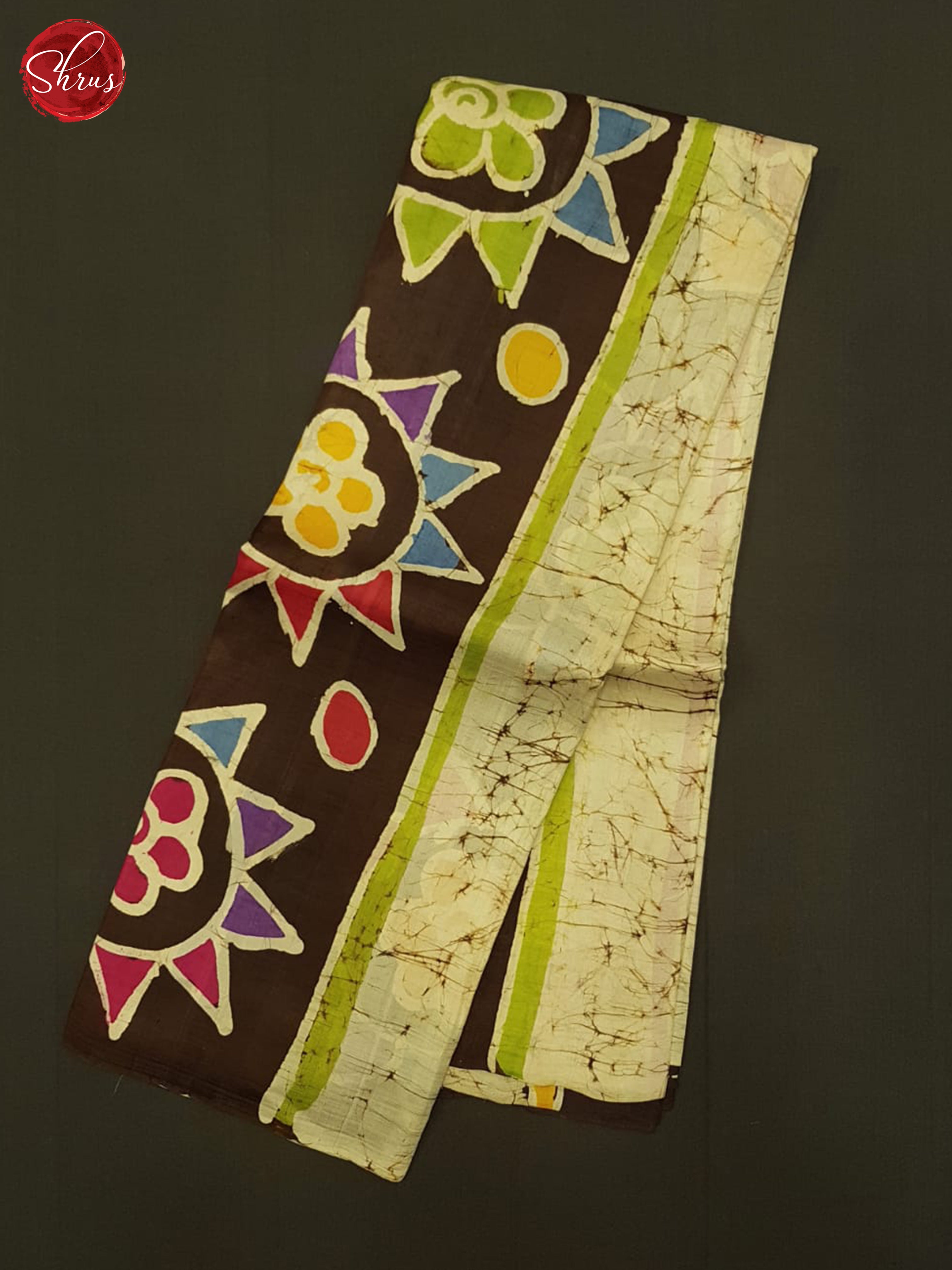 Brown & Cream - Murshidabad Silk Saree - Shop on ShrusEternity.com