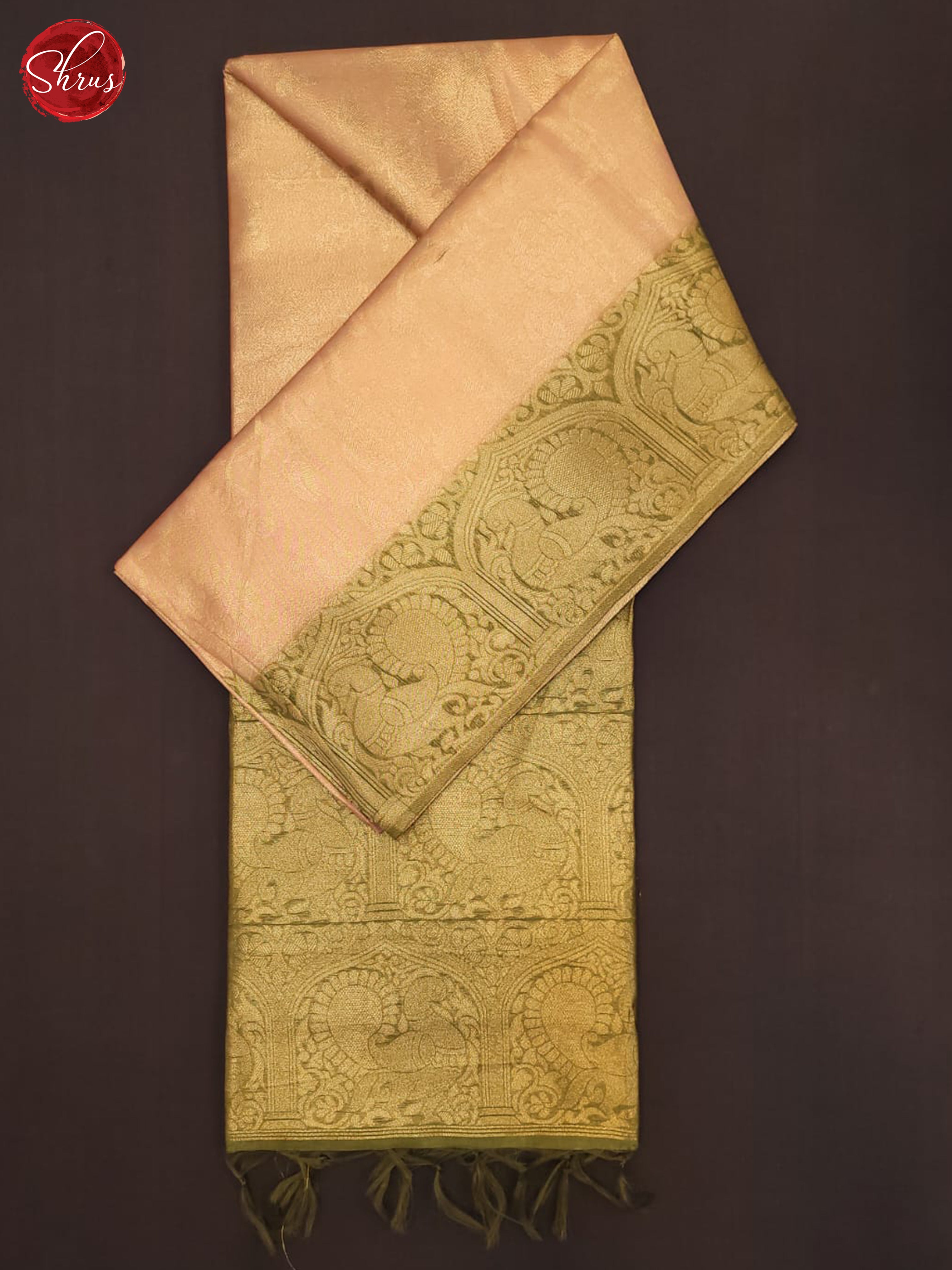 Peach & Green - Semi Tussar Saree - Shop on ShrusEternity.com