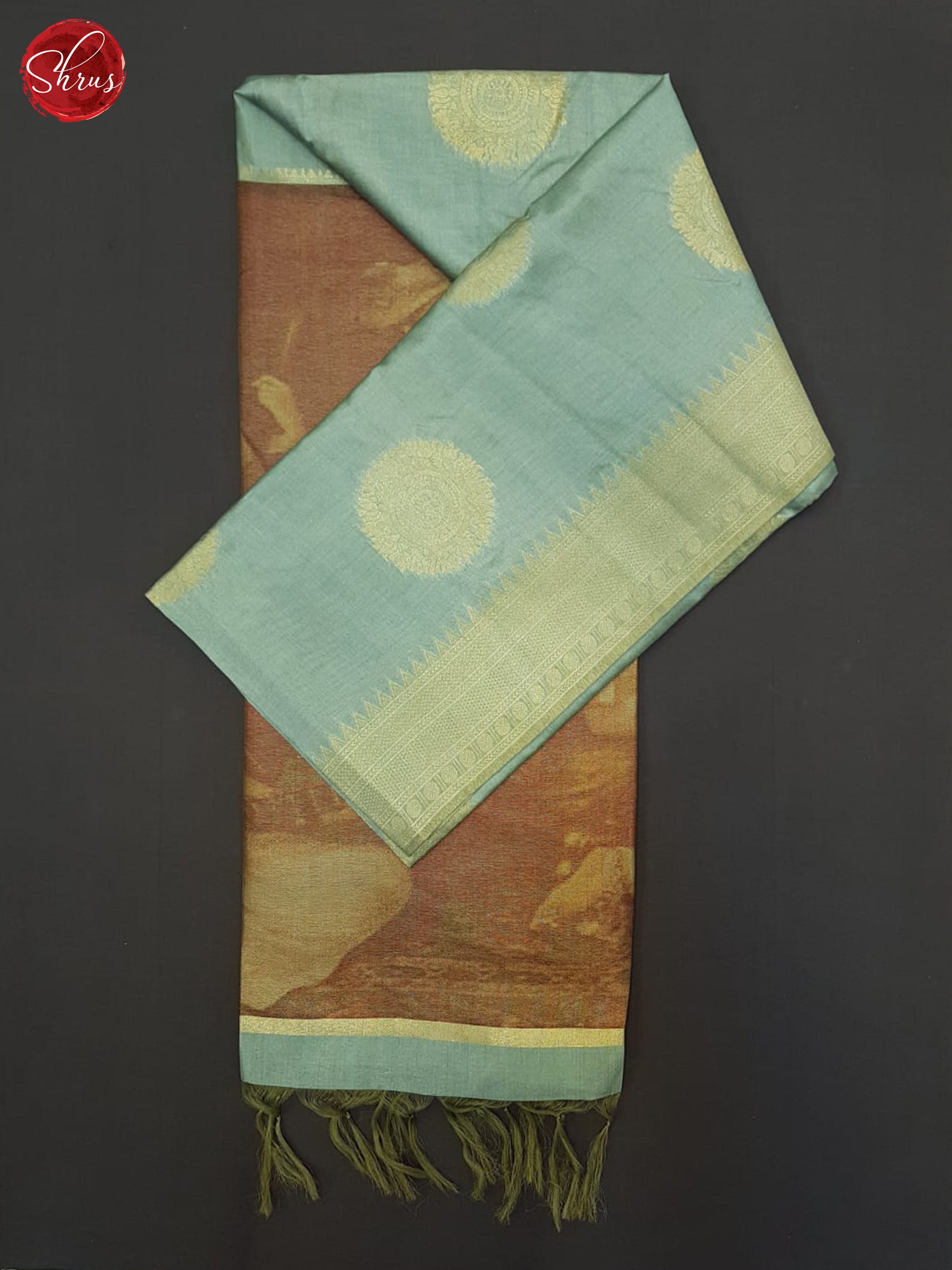 Bluish Grey & Brown - Semi Tussar Saree - Shop on ShrusEternity.com