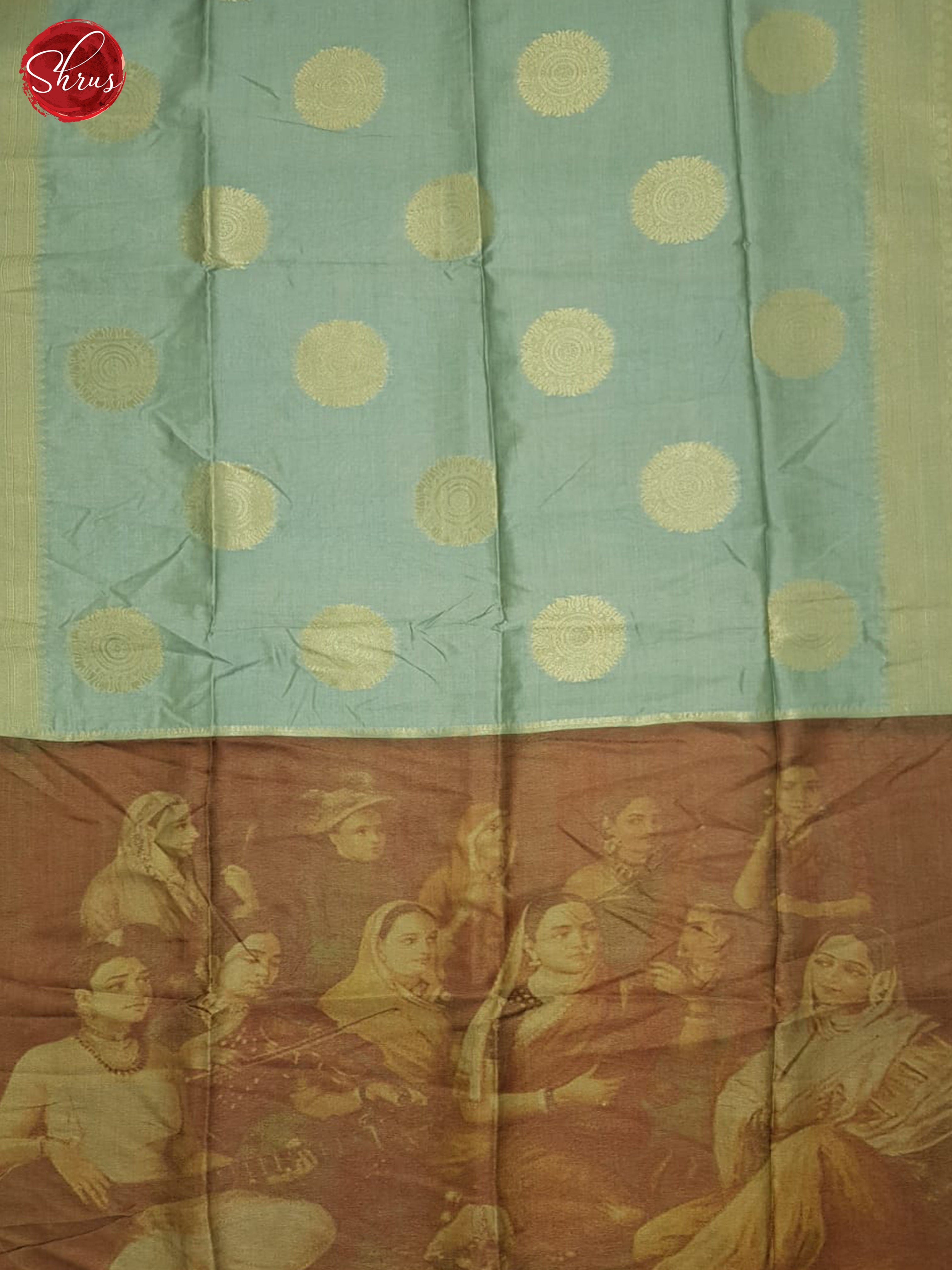 Bluish Grey & Brown - Semi Tussar Saree - Shop on ShrusEternity.com