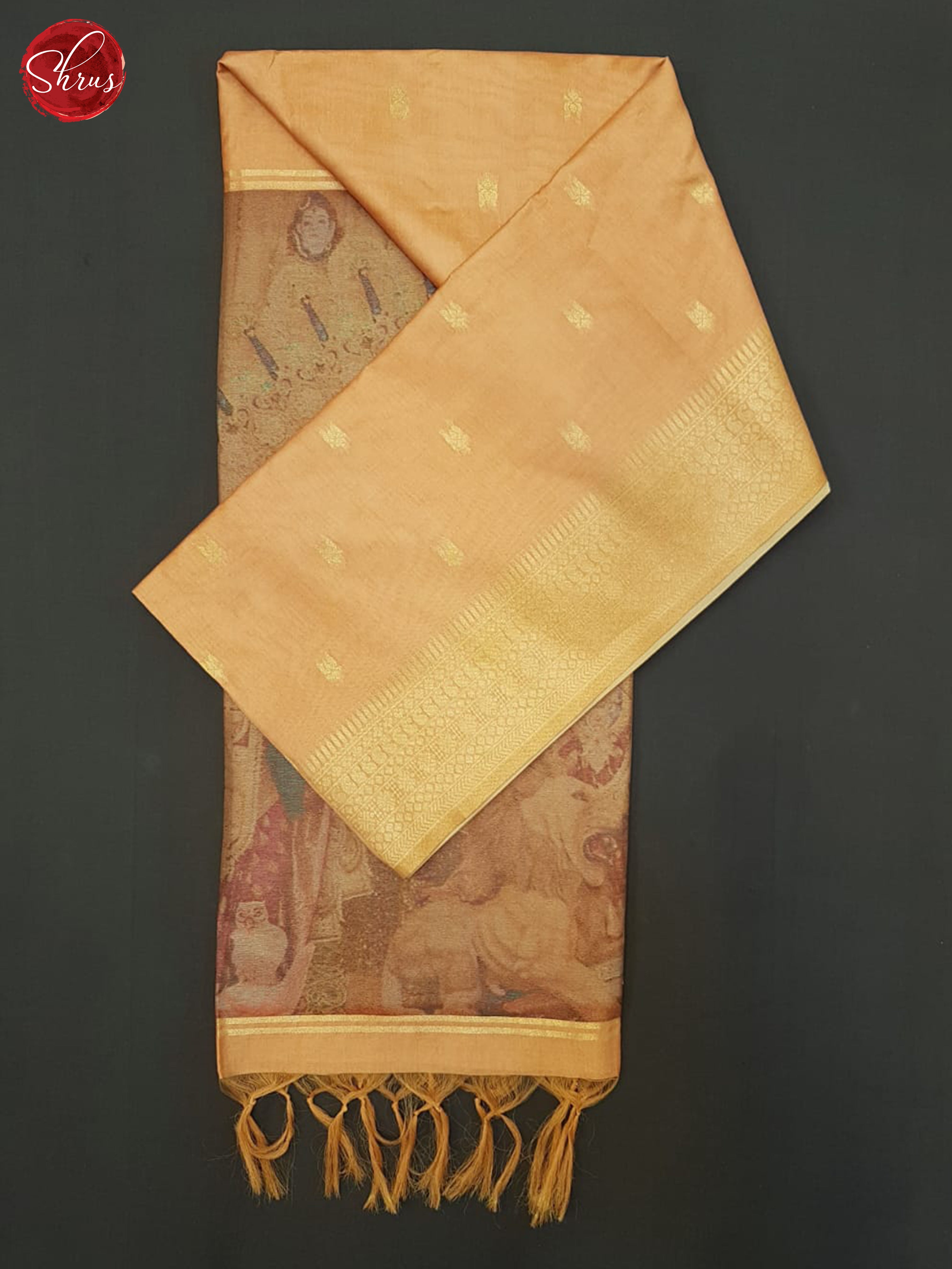 Peach & Brown - Semi Tussar Saree - Shop on ShrusEternity.com