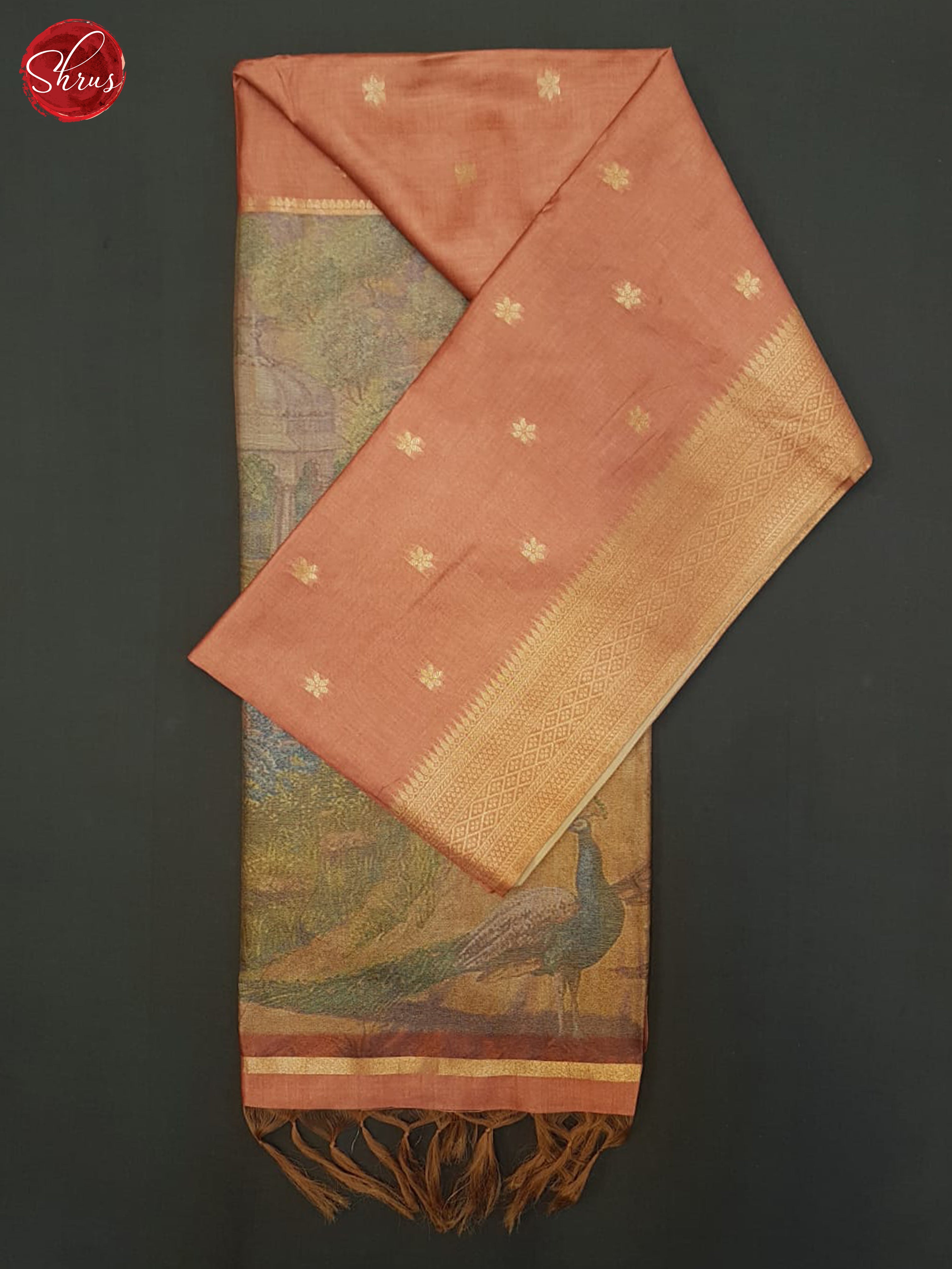 Brick Orange & Grey- Semi Tussar Saree - Shop on ShrusEternity.com