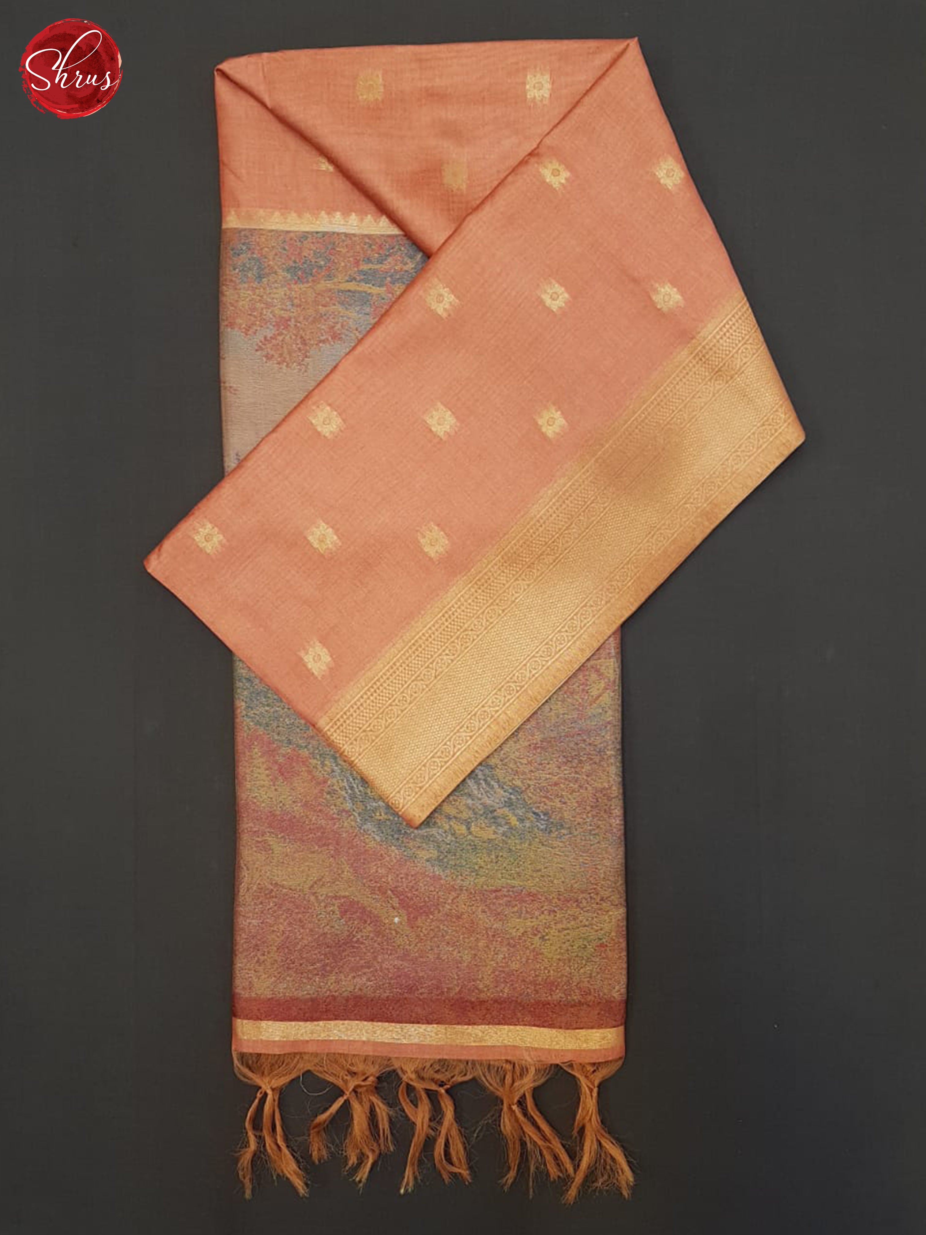 Pale Orange & Grey - Semi Tussar Saree - Shop on ShrusEternity.com