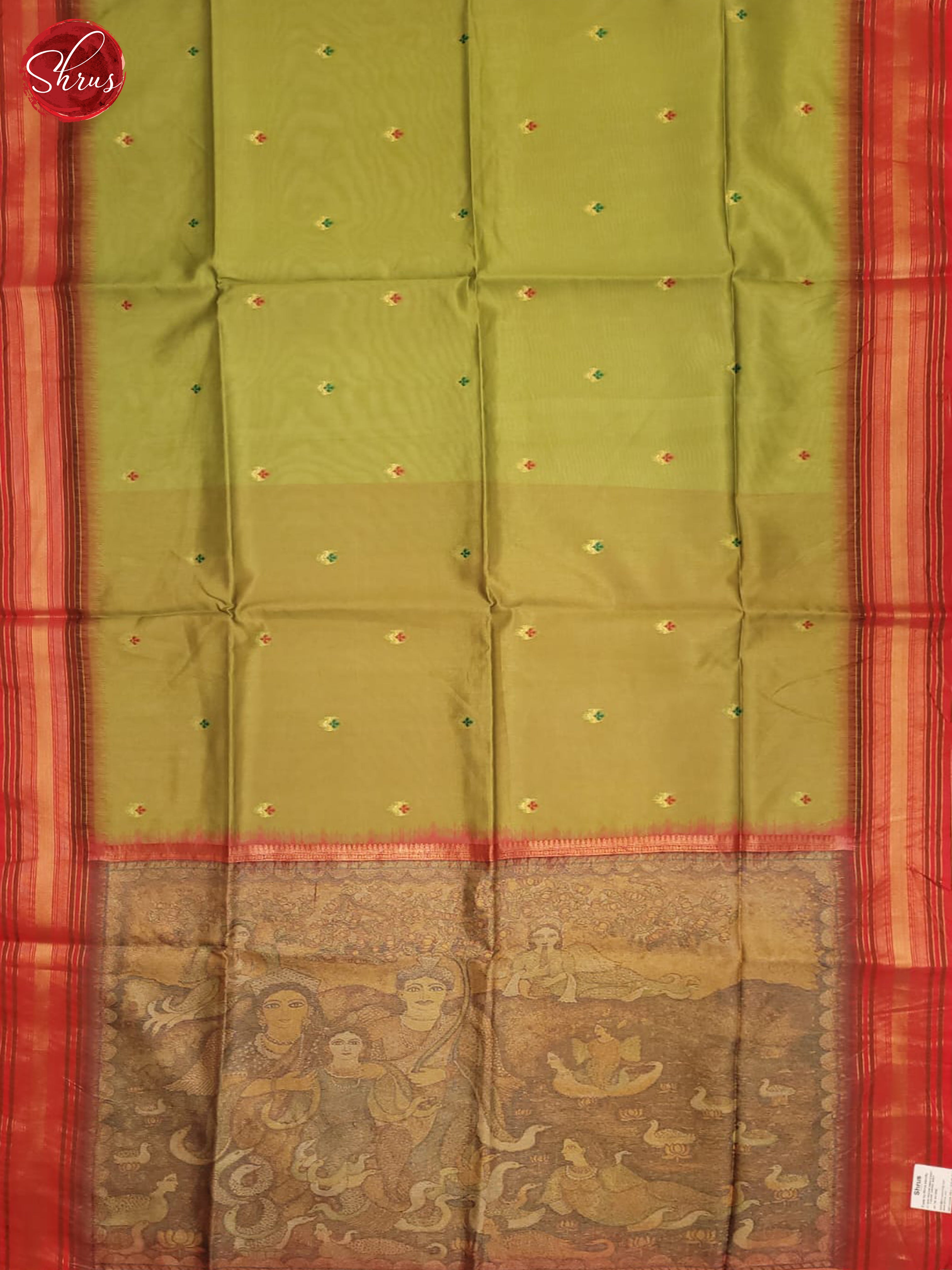 Green & Red - Semi Tussar Saree - Shop on ShrusEternity.com