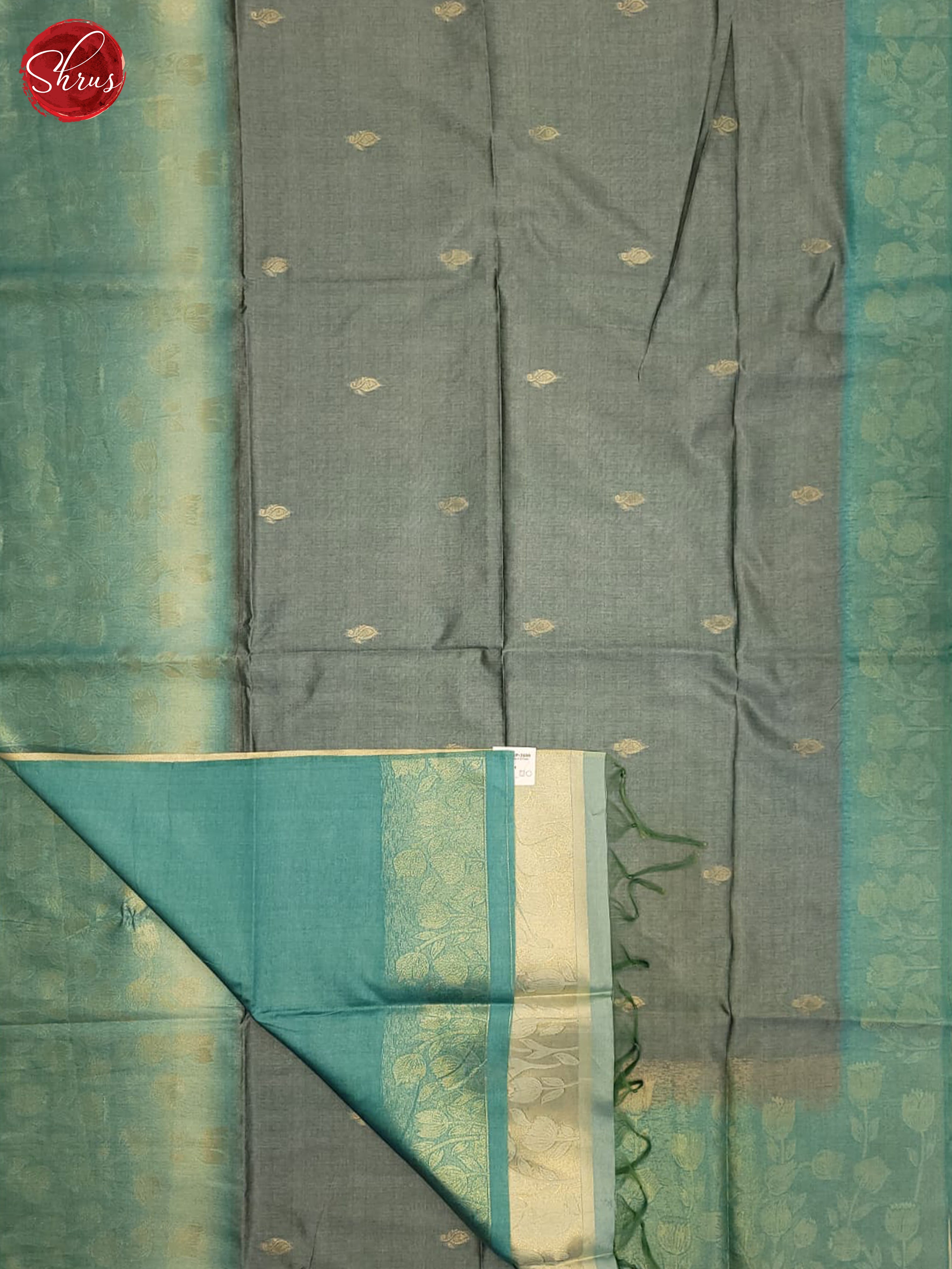 Grey & Blue - Semi Tussar Saree - Shop on ShrusEternity.com
