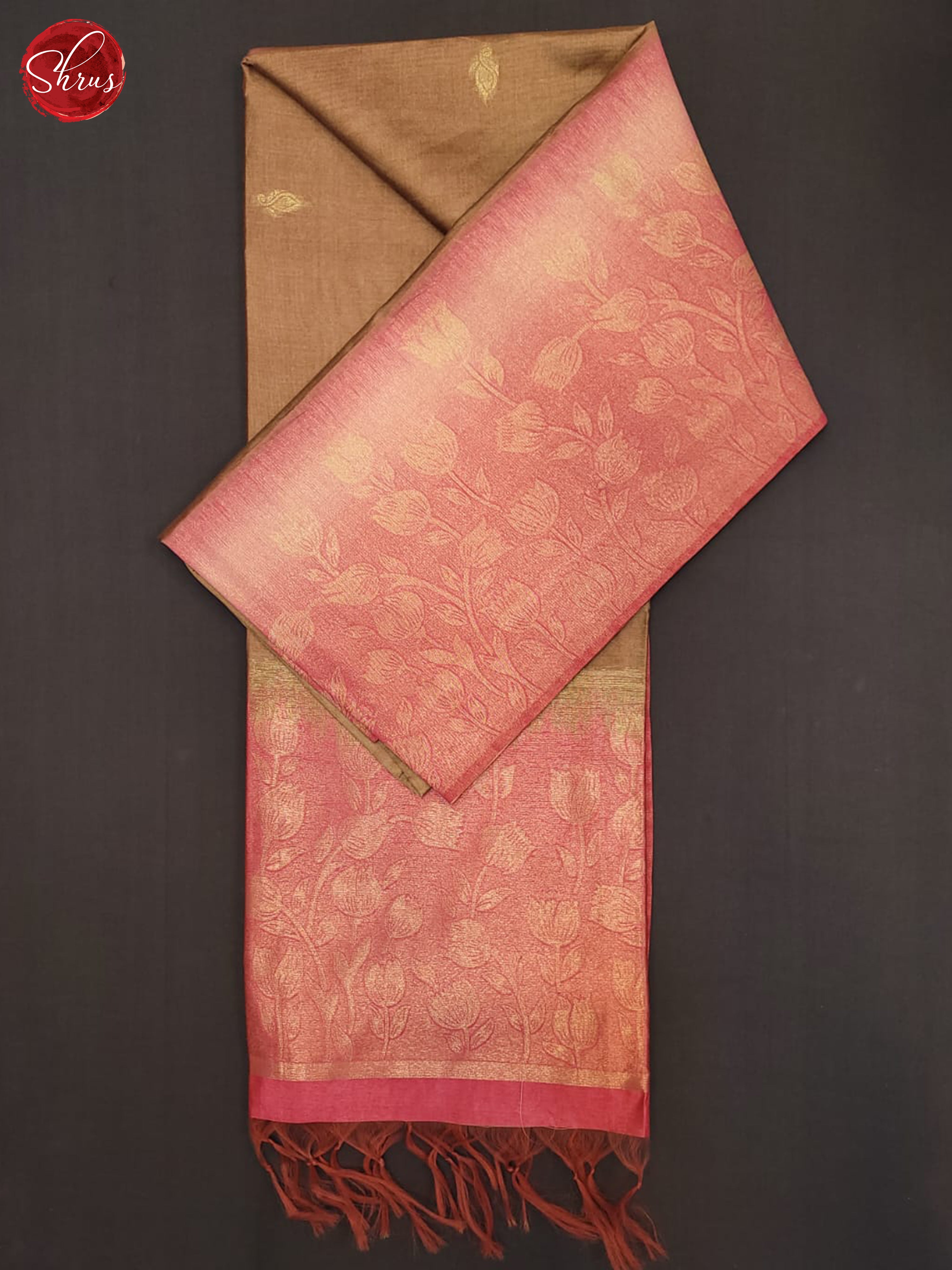 Brown & Pink - Semi Tussar Saree - Shop on ShrusEternity.com