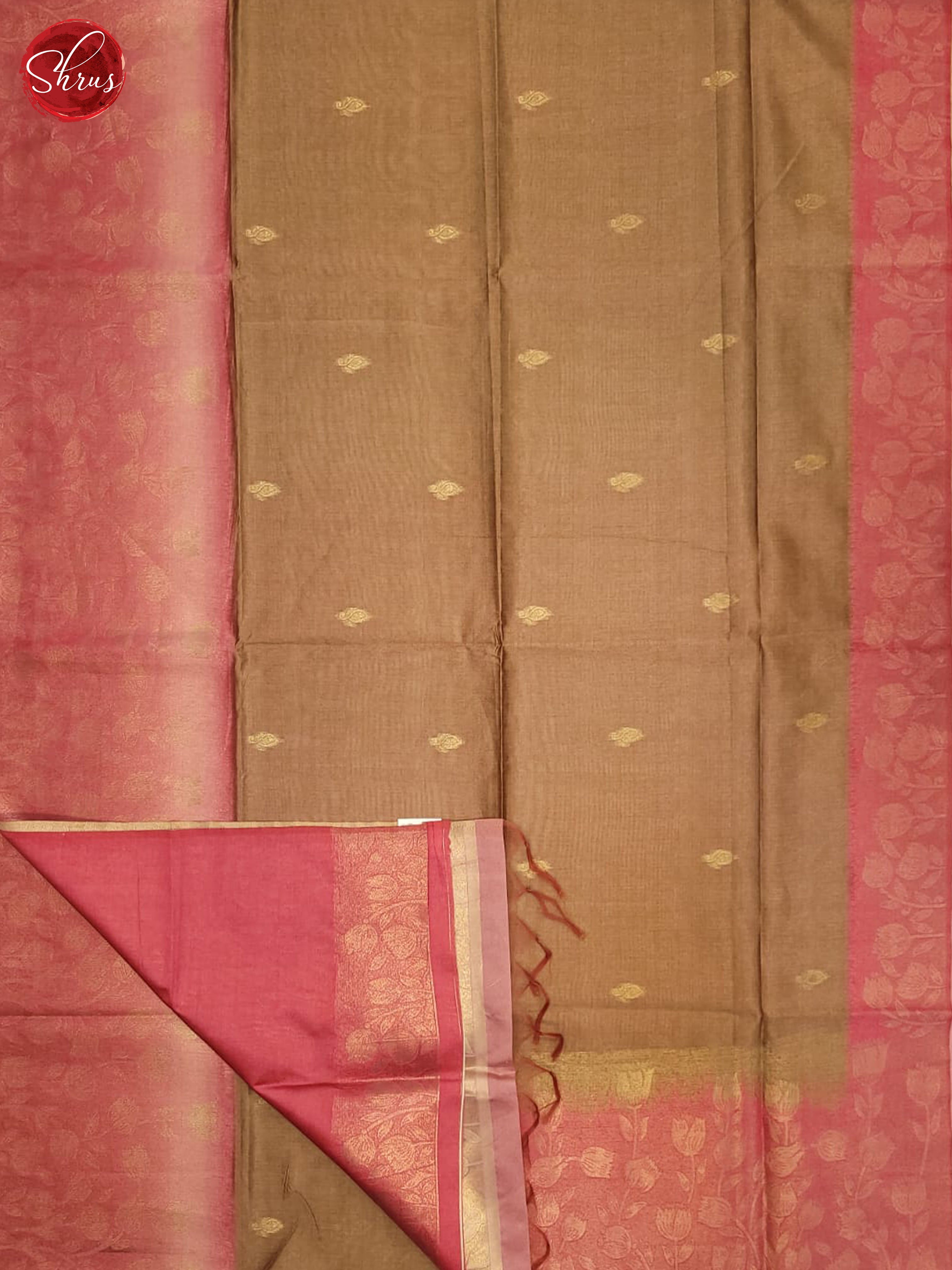 Brown & Pink - Semi Tussar Saree - Shop on ShrusEternity.com