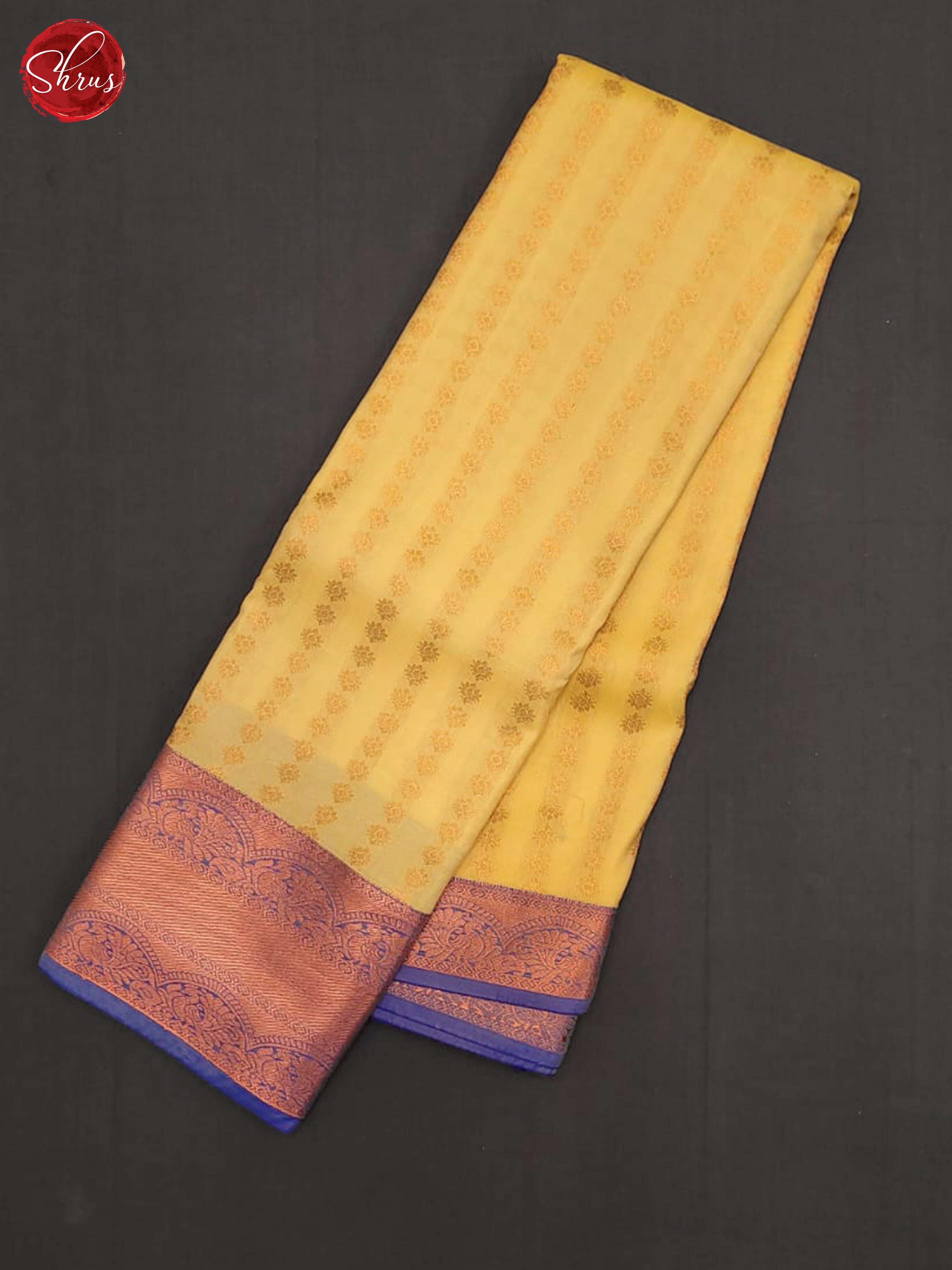 Cream & Blue - Semi Kanchipuram Saree - Shop on ShrusEternity.com