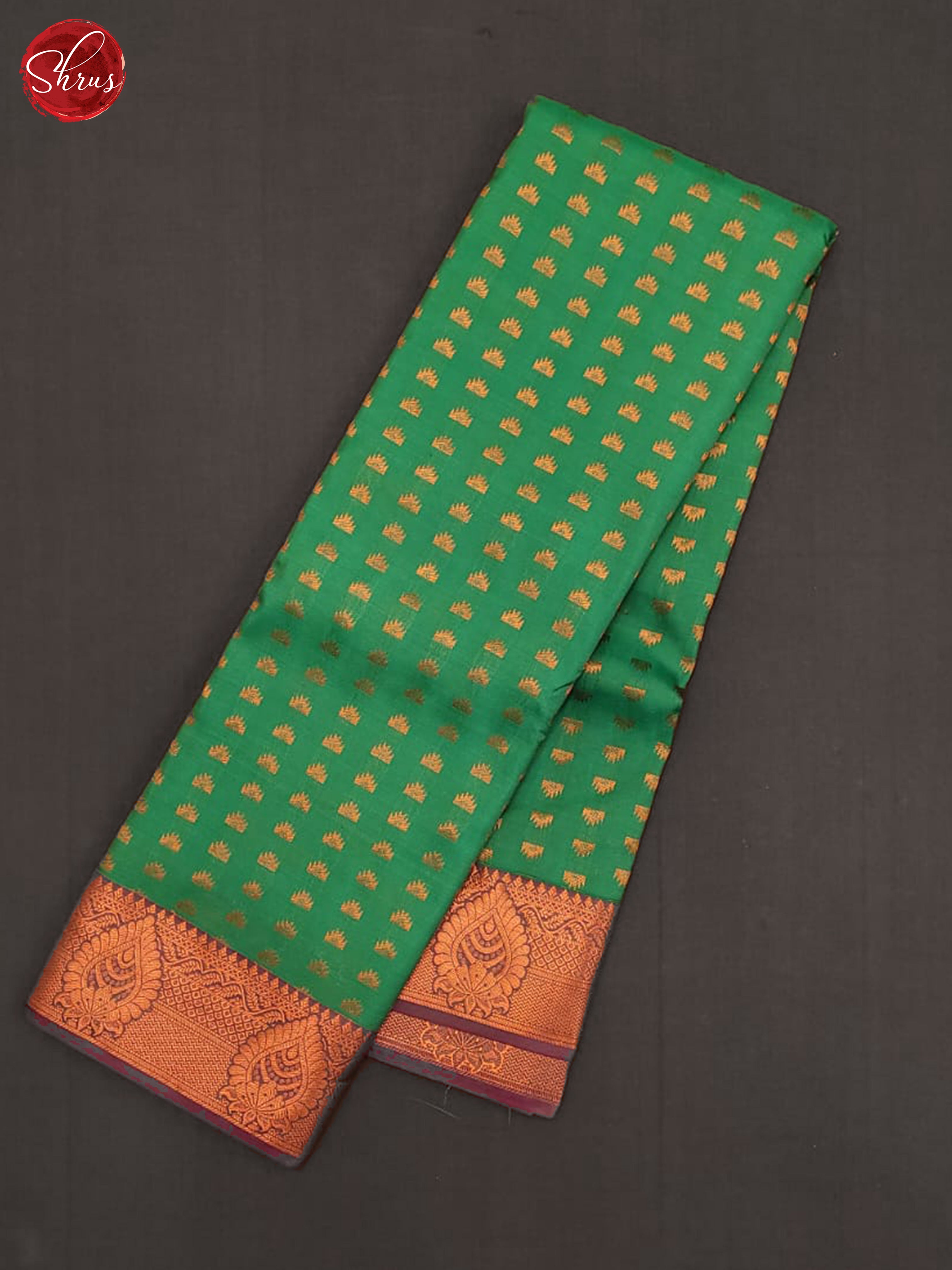 Green & Violet- Semi Kanchipuram Saree - Shop on ShrusEternity.com