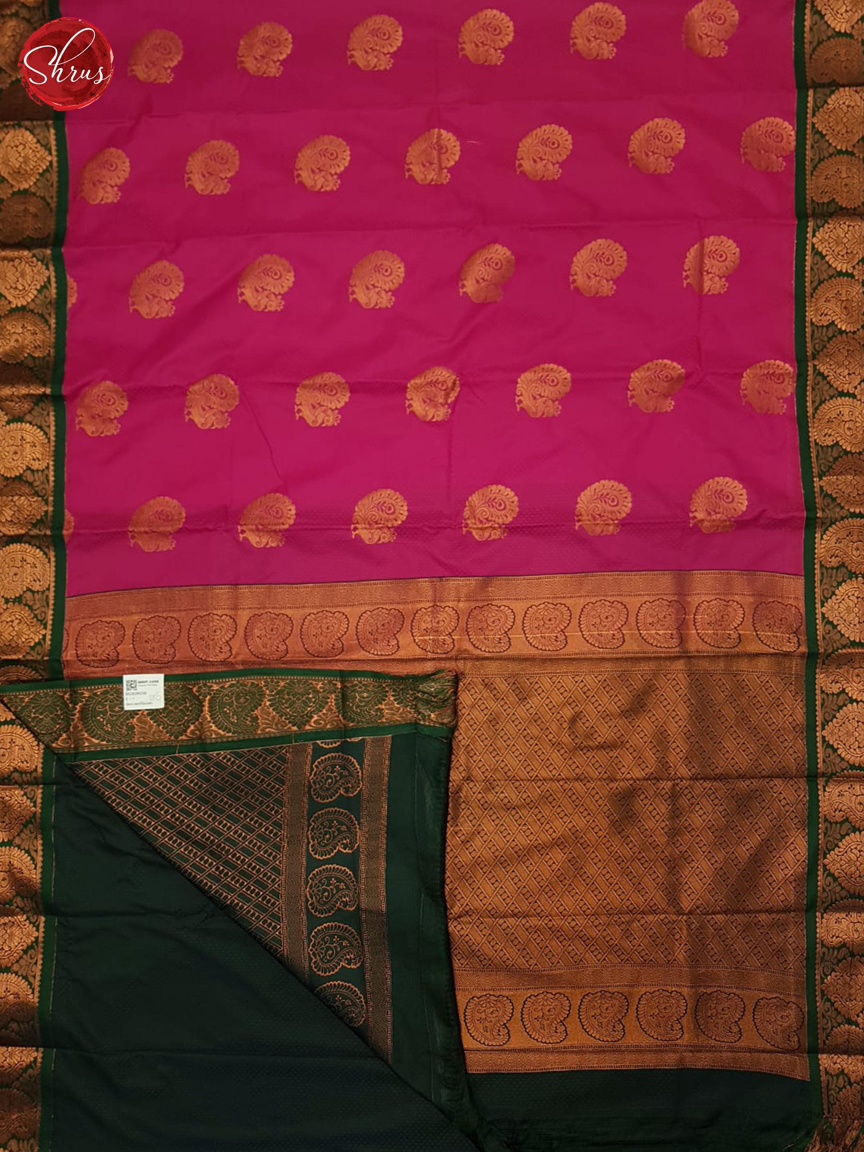 Pink & Green- Semi Kanchipuram Saree - Shop on ShrusEternity.com