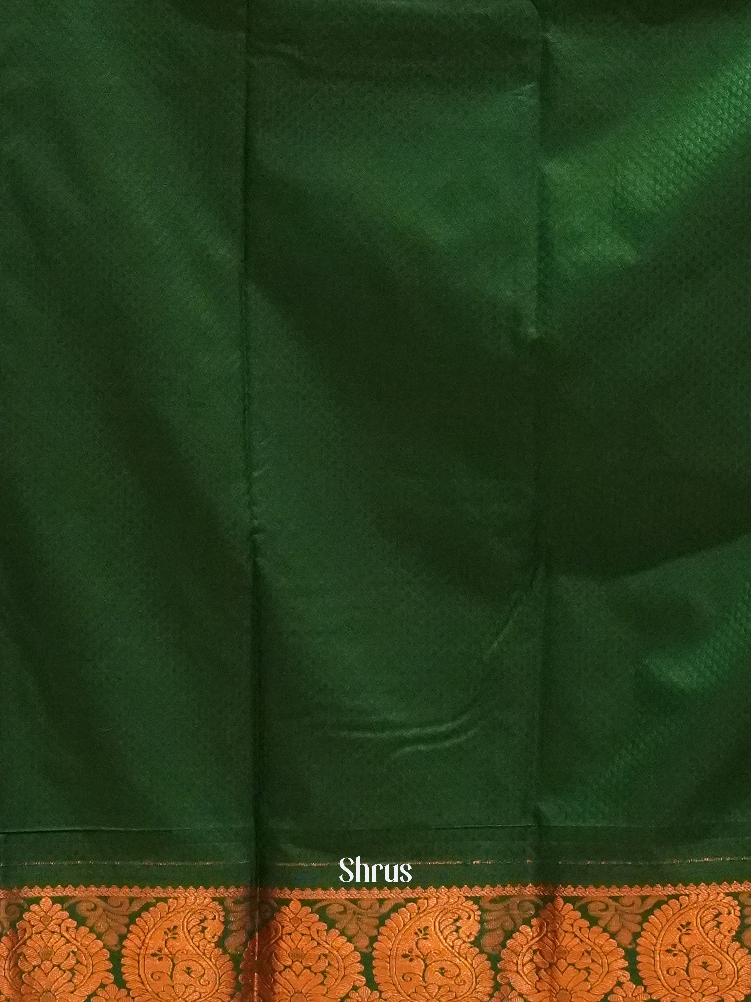 Pink & Bottle Green - Semi Kanchipuram Saree - Shop on ShrusEternity.com