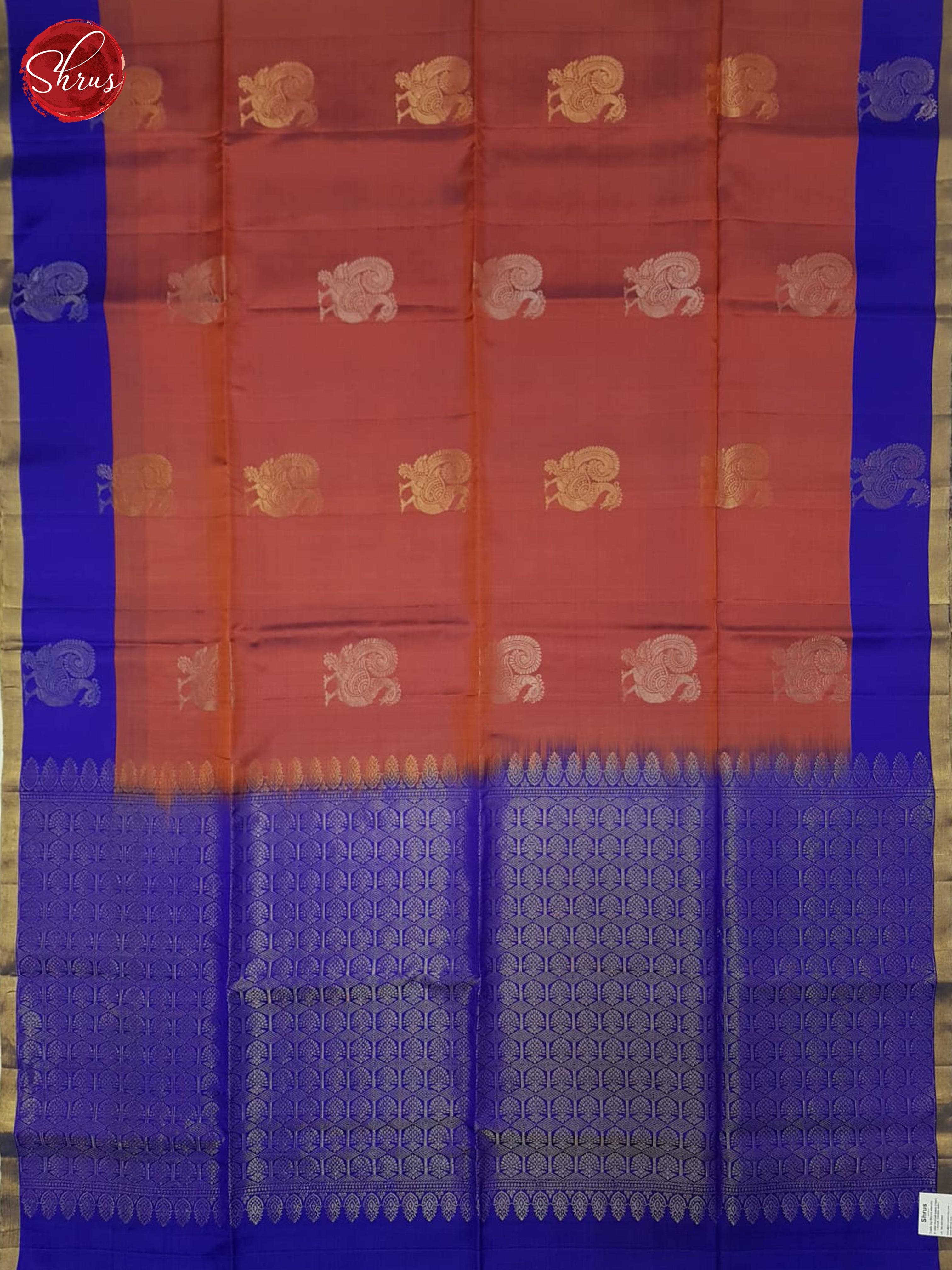 Brick & Blue - Soft silk halfpure Saree - Shop on ShrusEternity.com