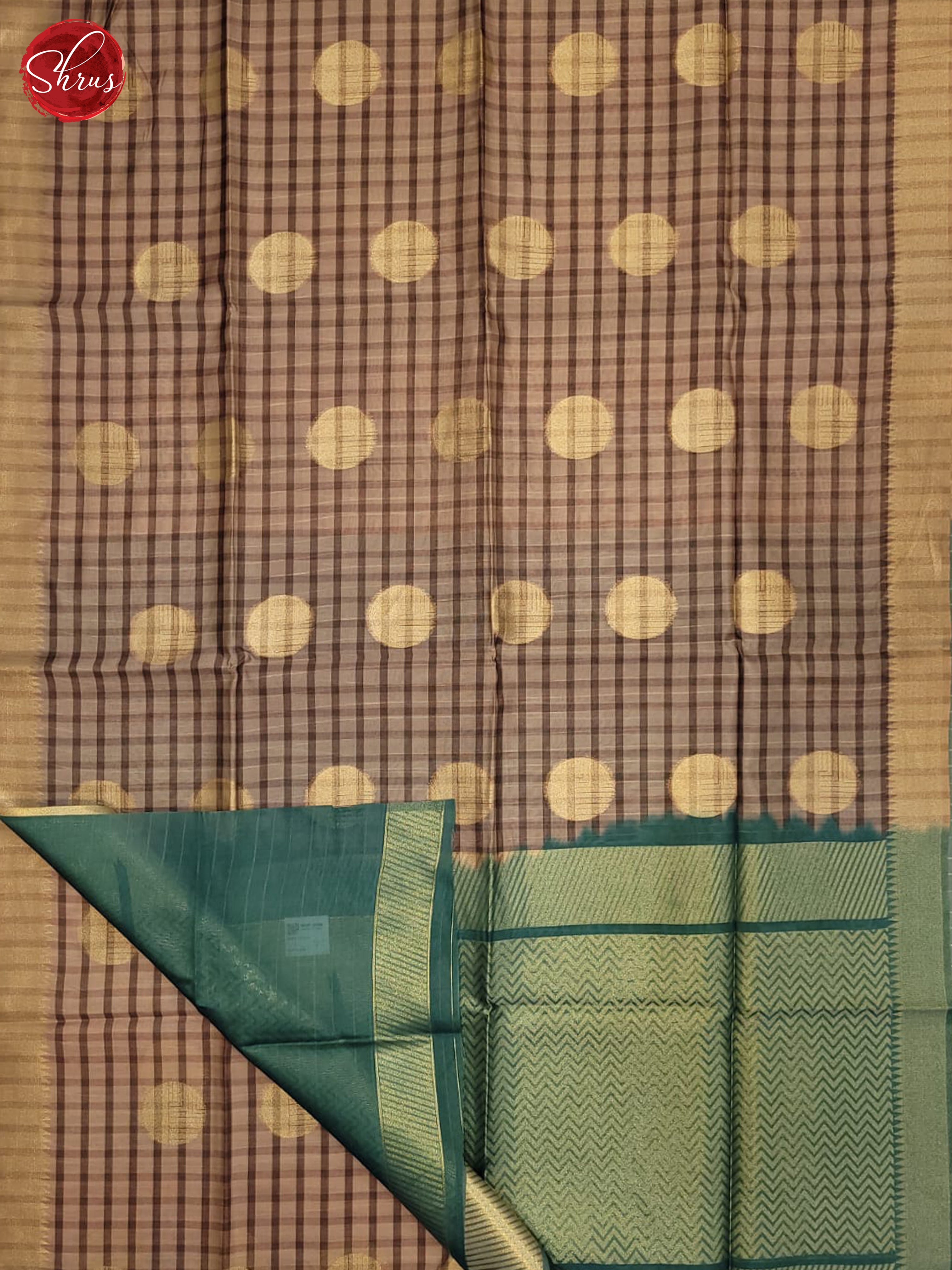Brown & Green- Semi Tussar Saree - Shop on ShrusEternity.com