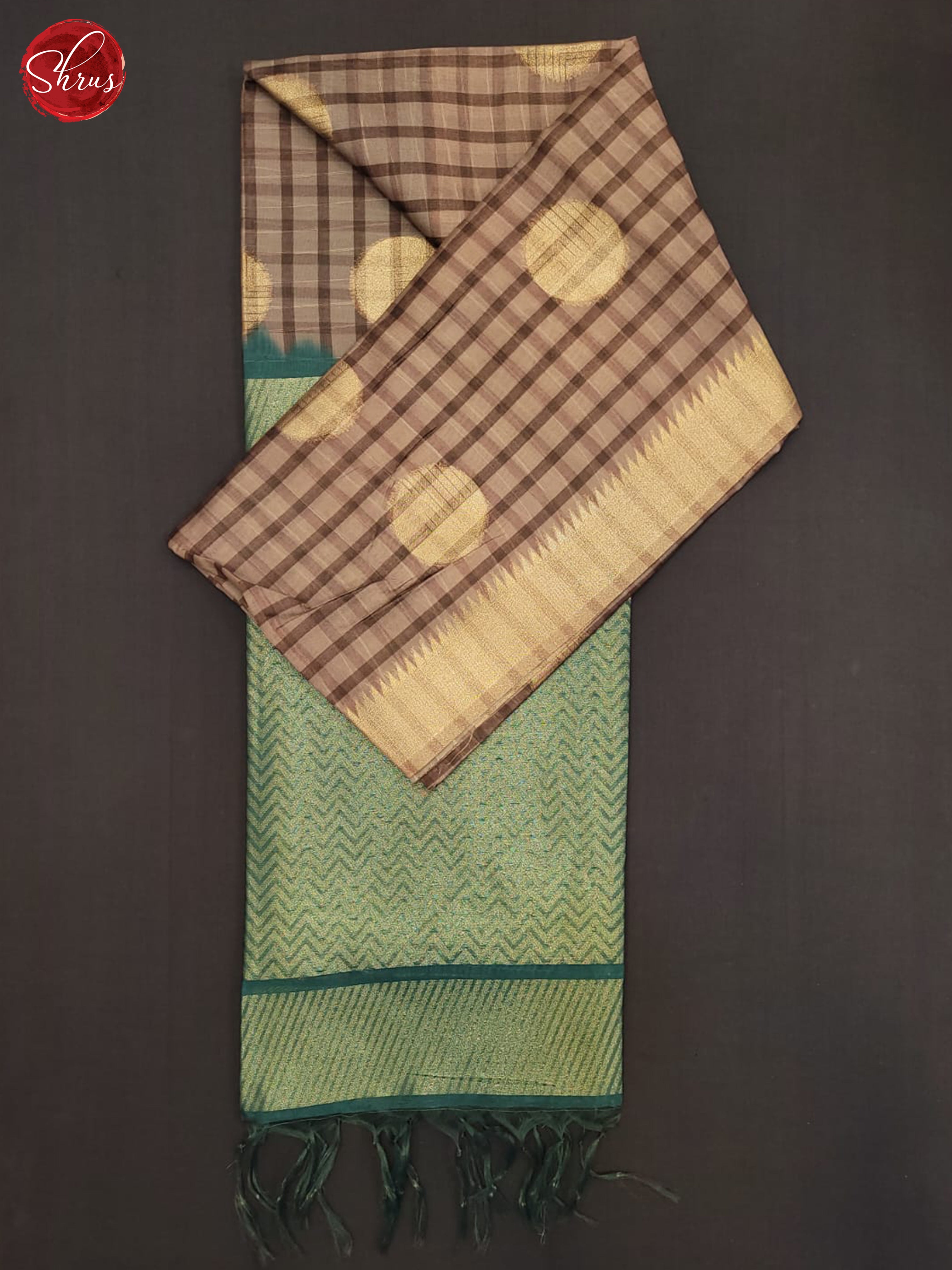 Brown & Green- Semi Tussar Saree - Shop on ShrusEternity.com