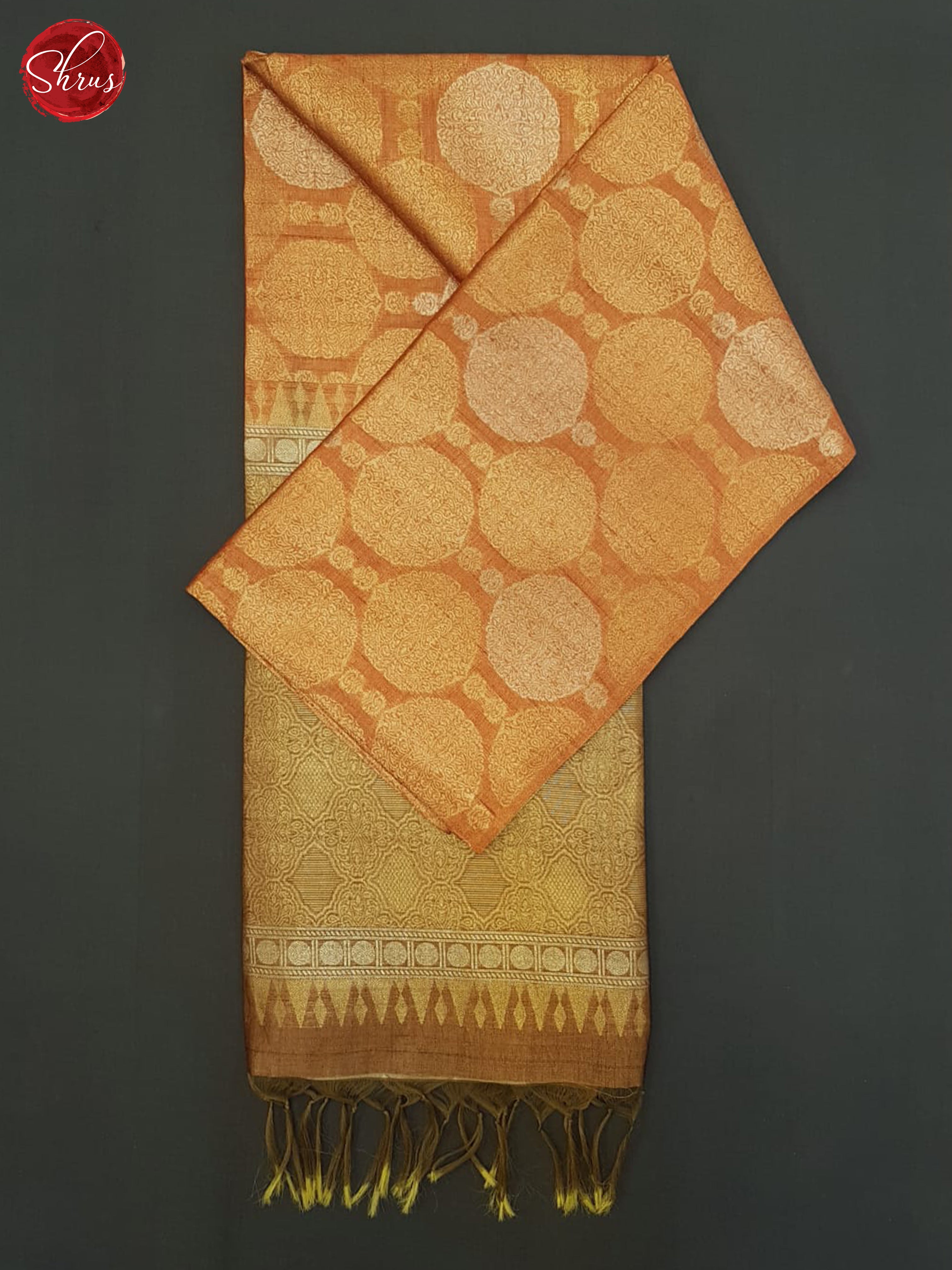 Orange & Brown - Semi Tussar Saree - Shop on ShrusEternity.com