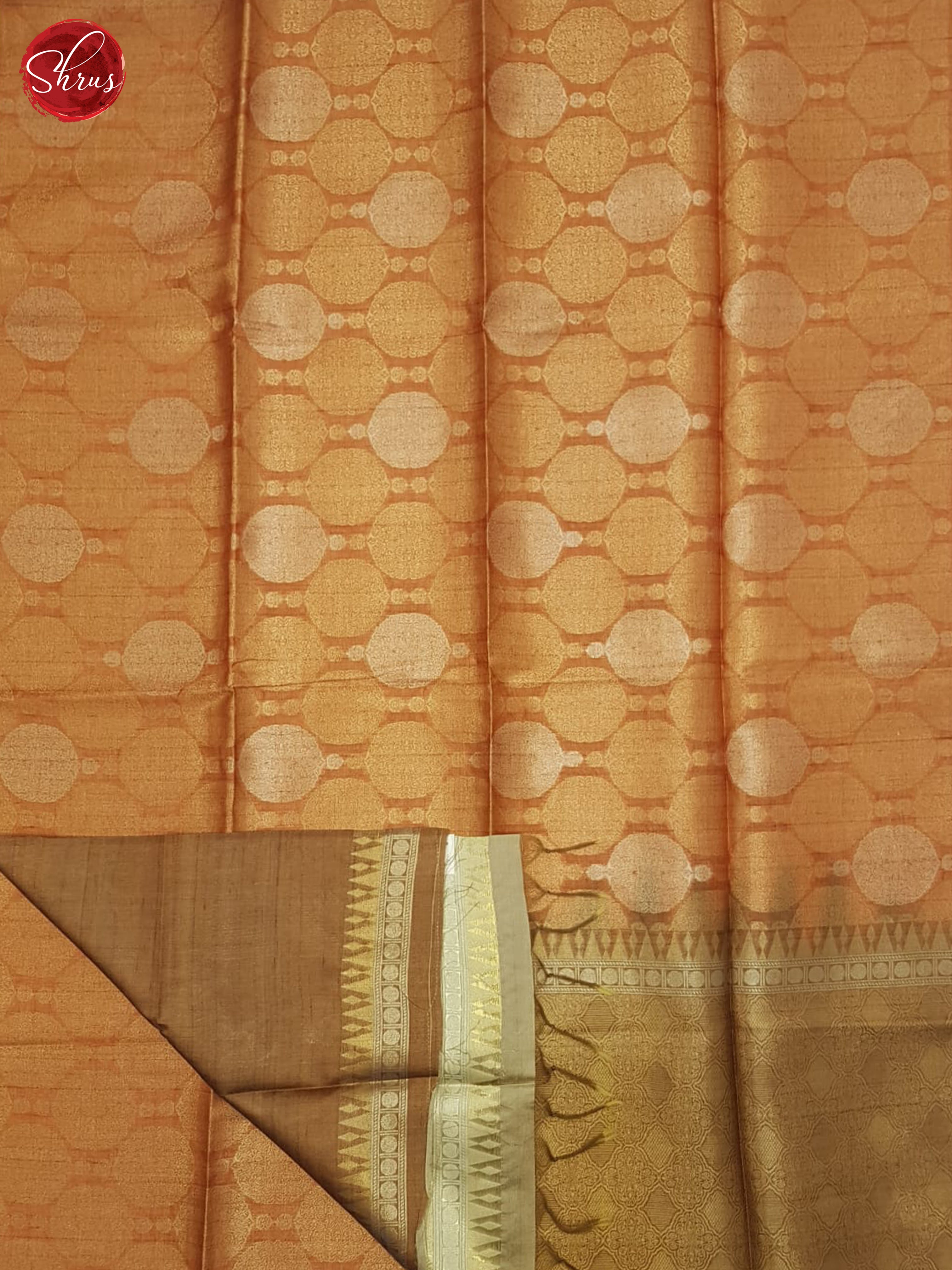 Orange & Brown - Semi Tussar Saree - Shop on ShrusEternity.com