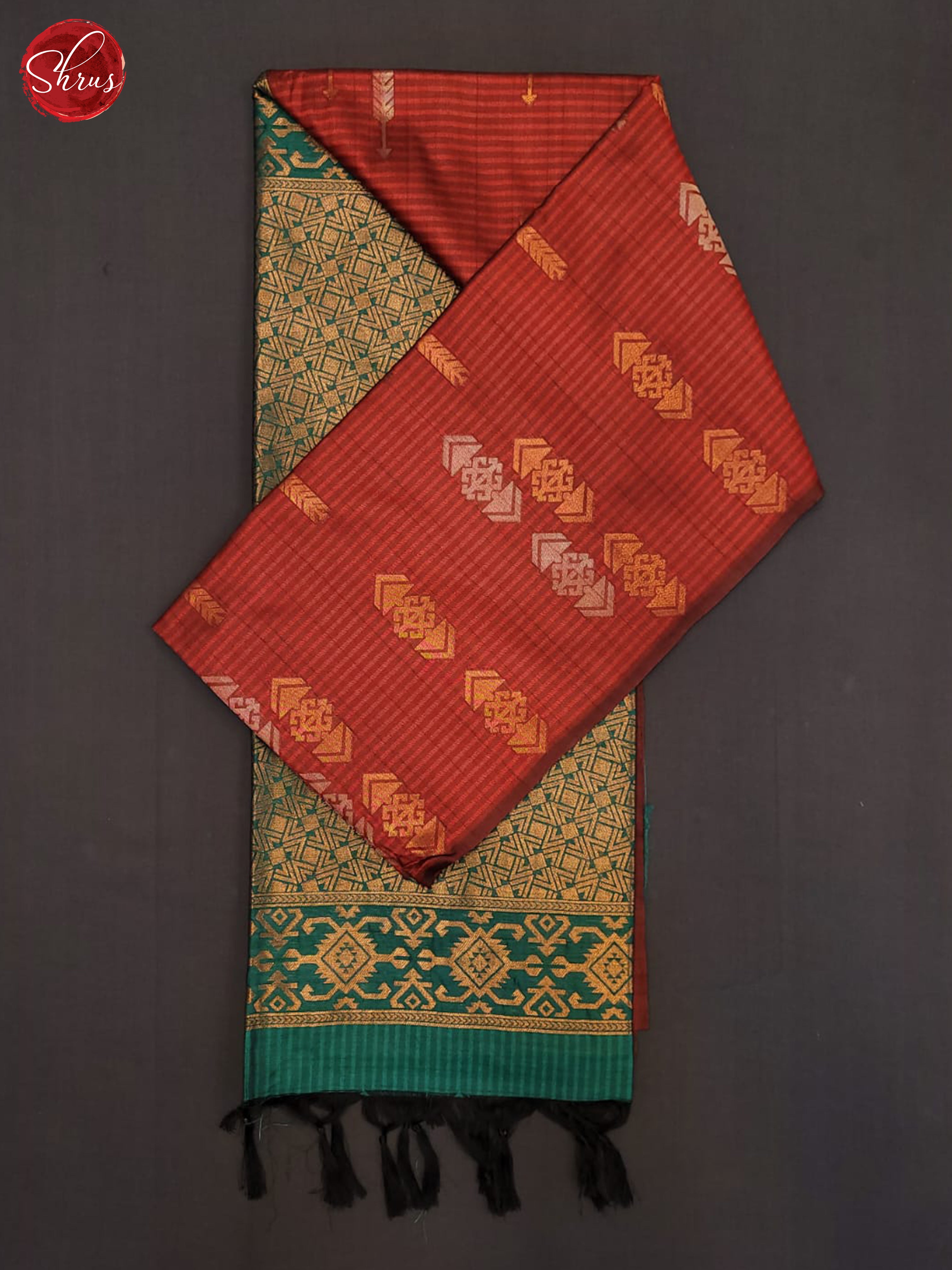 red and green- Semi Tussar Saree - Shop on ShrusEternity.com