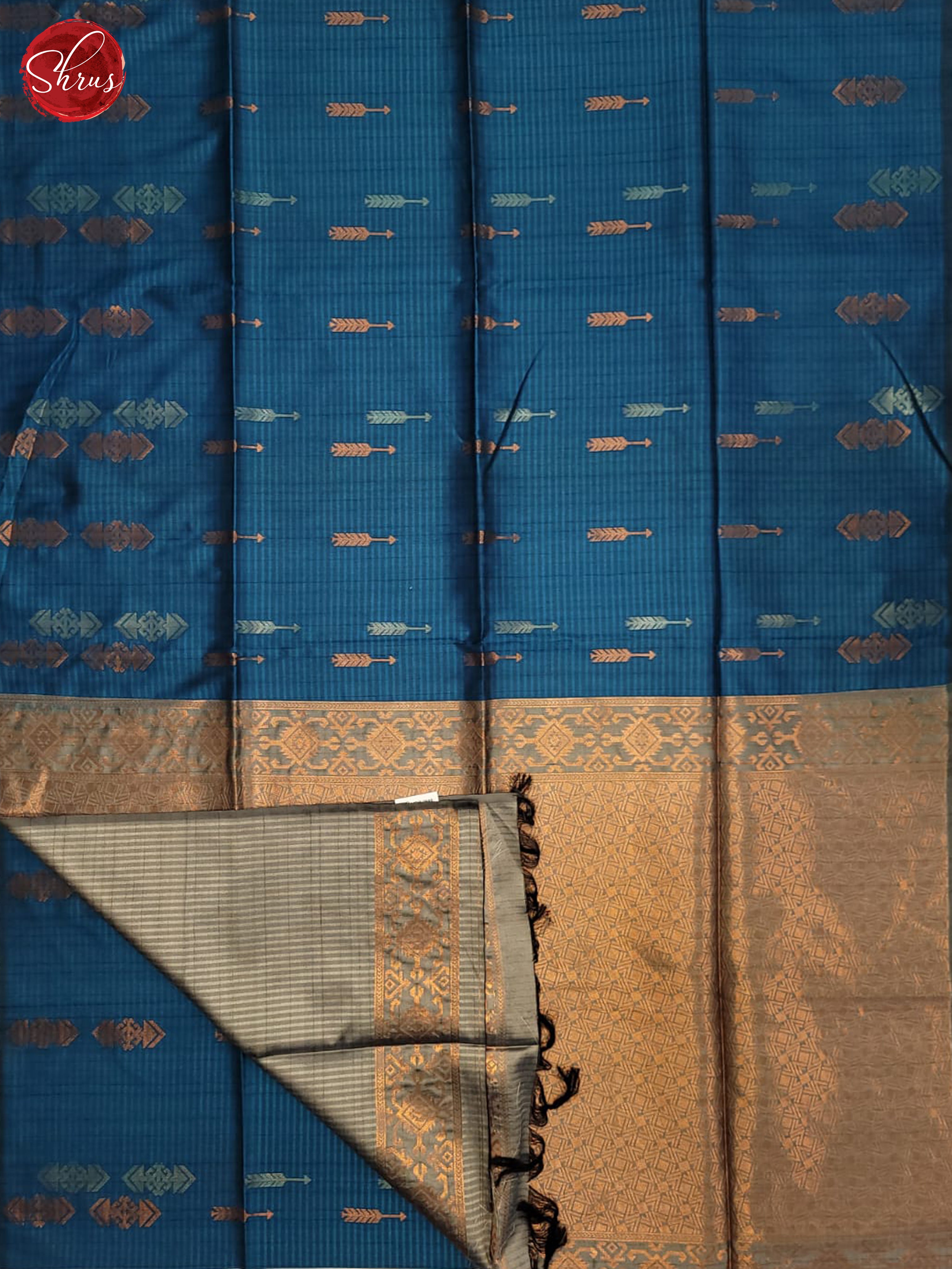 Blue & Grey - Semi Tussar Saree - Shop on ShrusEternity.com